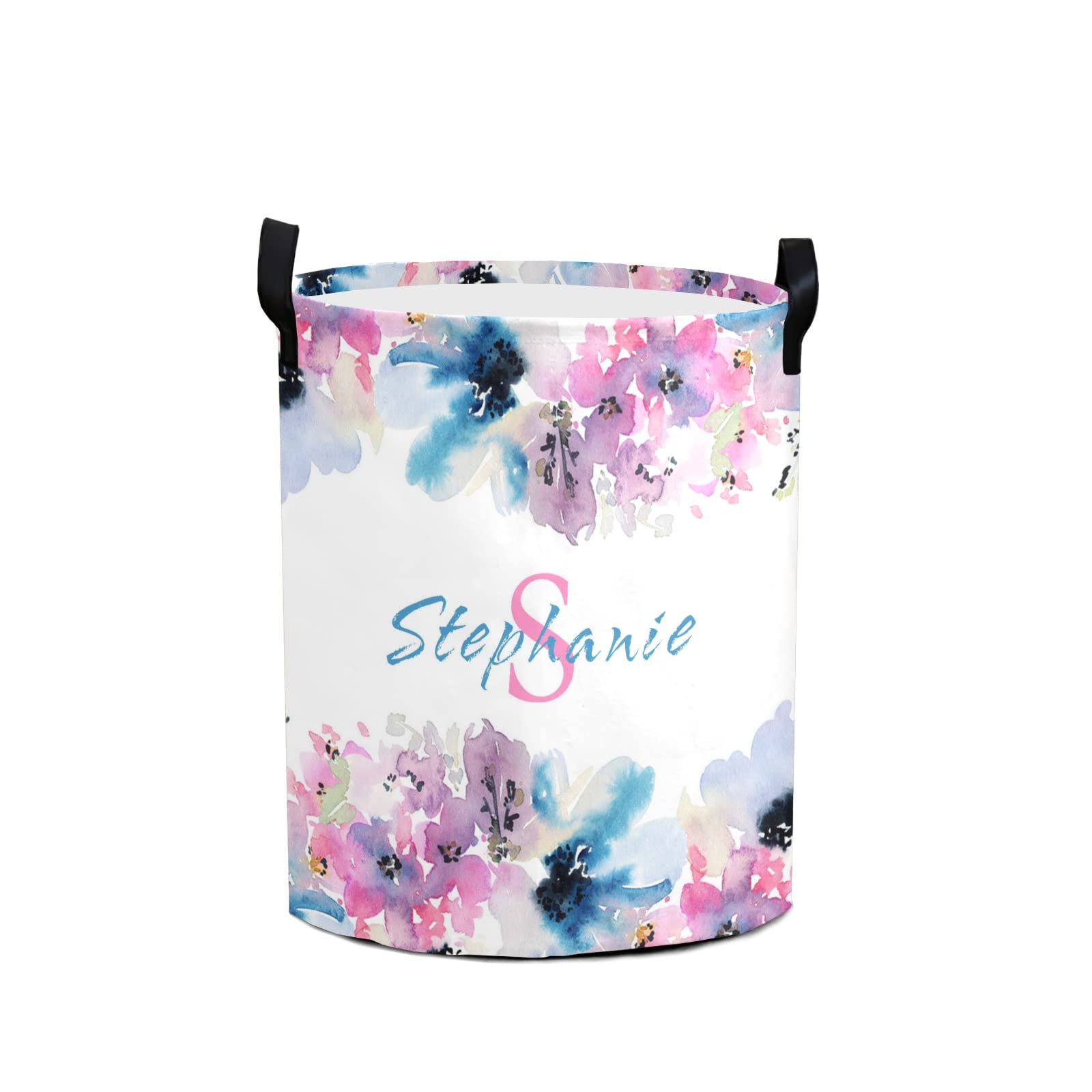 Custom Personalized Laundry Basket - Collapsible Clothes Hamper with Handle for Bathroom, Bedroom & Living Room Storage | Flower Design | Space-Saving Home Organization Solution