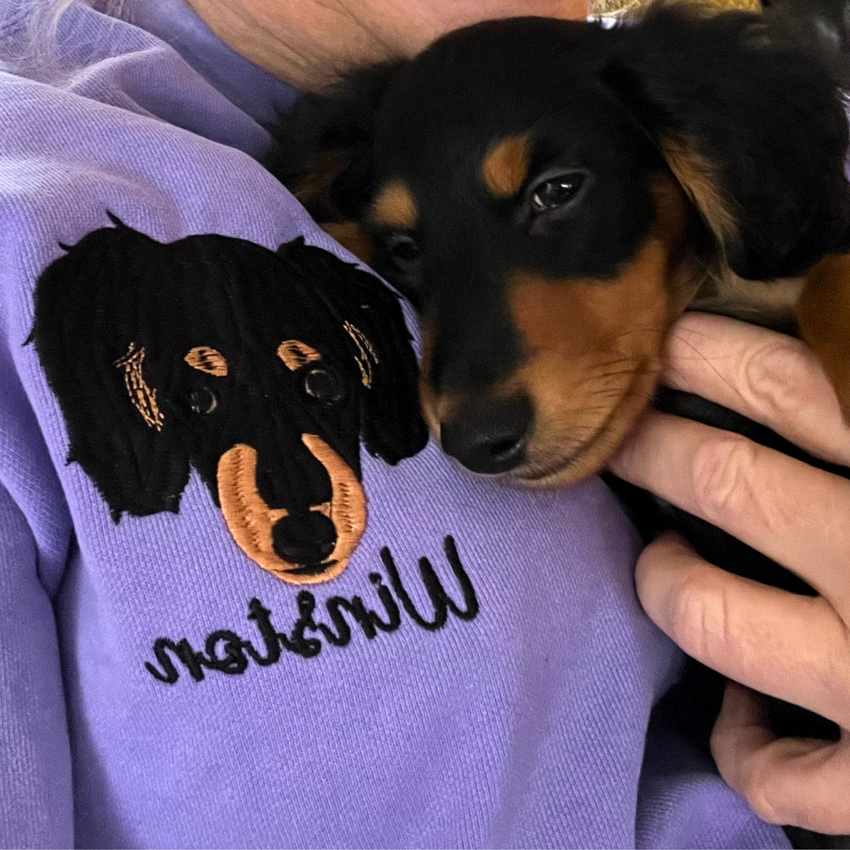 Custom Embroidered Dog Face & Name Sweatshirt for Pet Lovers - Comfort Color® Personalized Dog Owner Apparel | Perfect for Dog Walks, Pet Events & Casual Wear