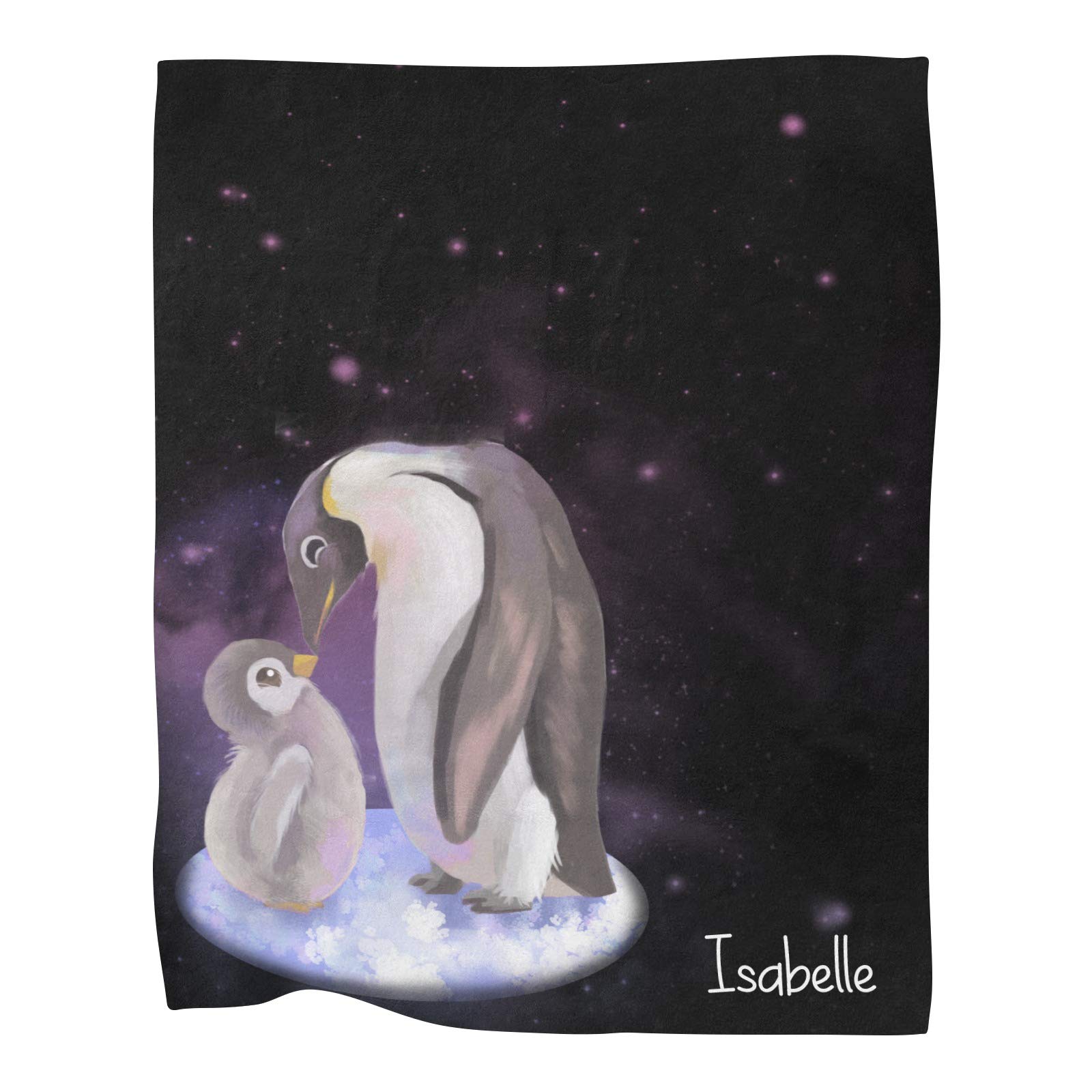 Custom Personalized Watercolor Penguins Baby Blanket - Super Soft Fleece Nursery Blanket for Boys & Girls (30x40 Inches) | Perfect for Baby Showers, Birthdays & Nursery Decor