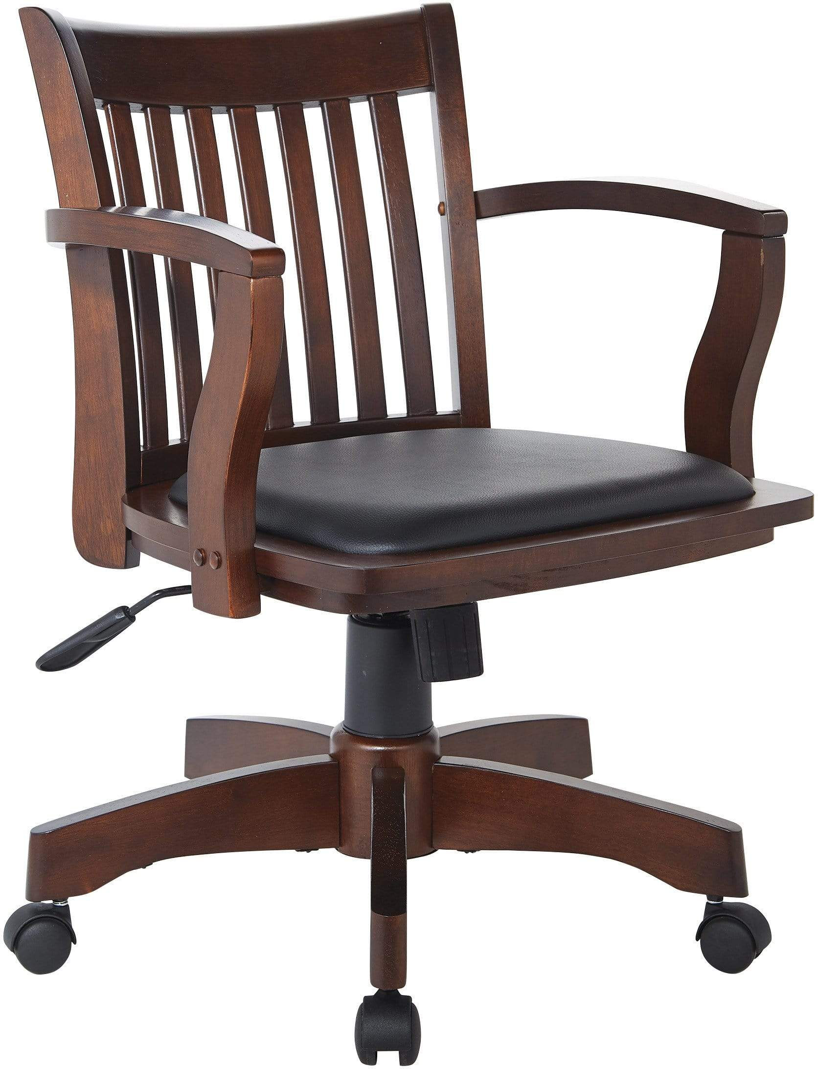 OSP Designs Deluxe Wood Bankers Desk Chair - Ergonomic Office Chair with High Back Support, Adjustable Height & Swivel Base - Perfect for Home Office, Study, or Executive Workspace