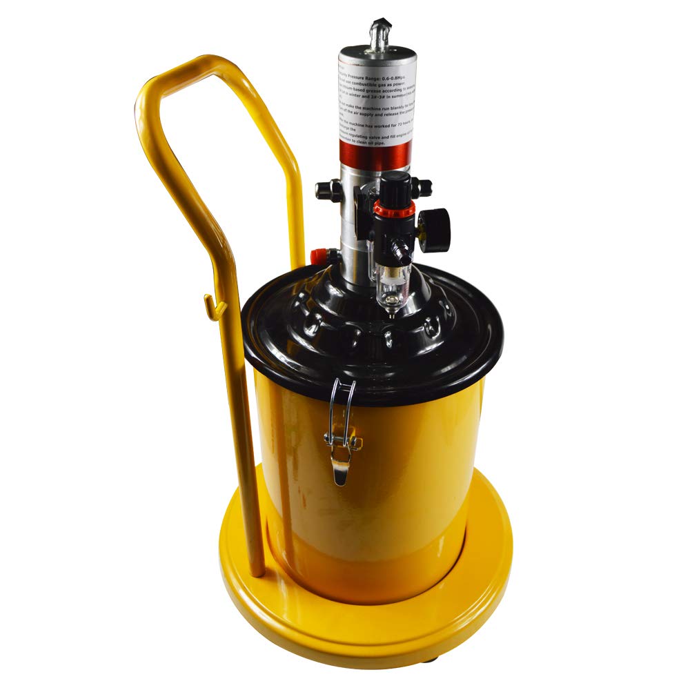 **TECHTONGDA 5 Gallon Air Pneumatic Grease Pump with Gun Hose - Heavy Duty Lubricator for Automotive, Industrial & Farm Equipment Maintenance**    *(Use Case: Ideal for greasing bearings, gears, and machinery in auto repair shops, construction sites, and agricultural equipment maintenance.)*