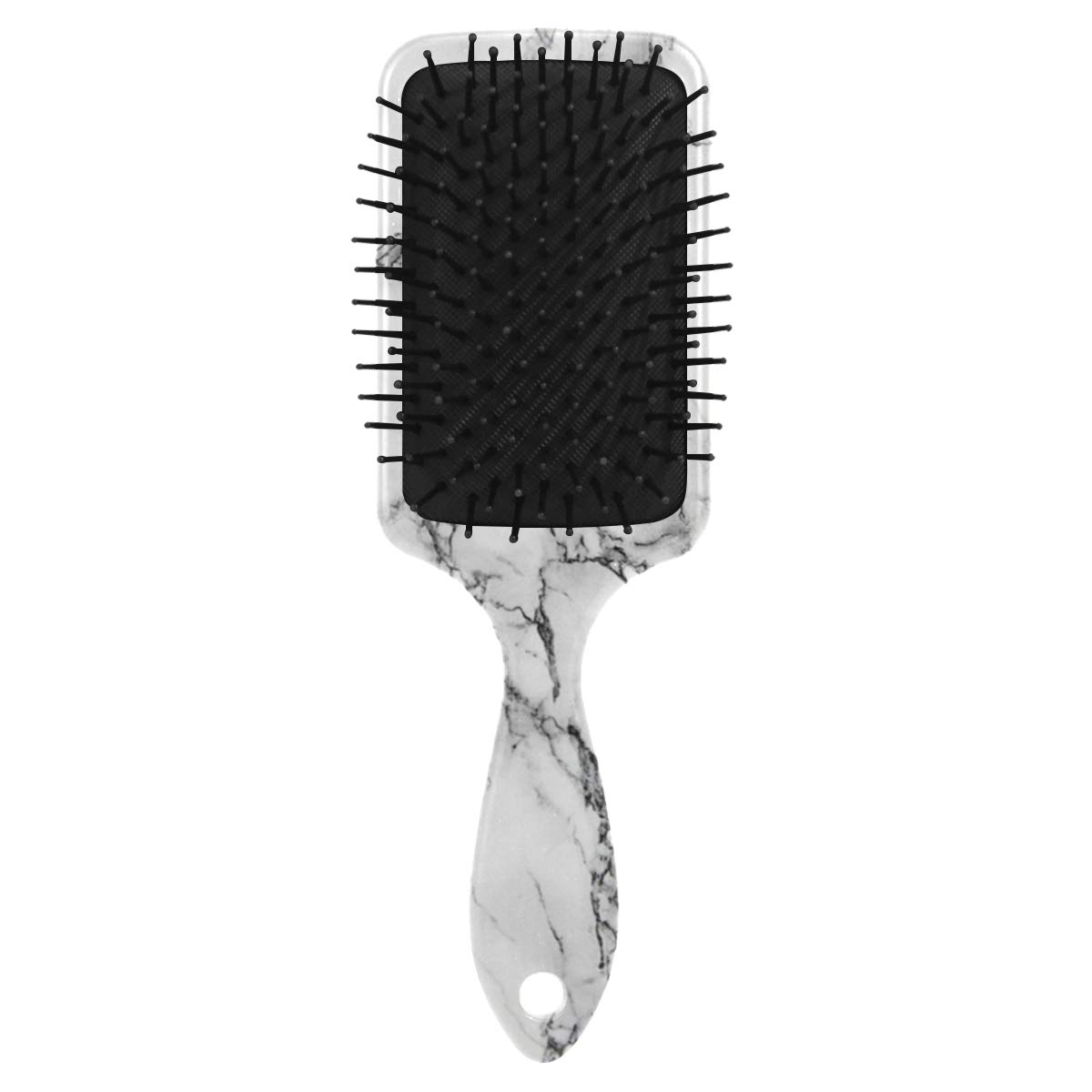 Premium White Marble Hair Brush - Natural Stone Paddle Brush with Soft Bristles for Fine & Thin Hair | Detangling Styling Brush for Women & Girls | Perfect for Travel, Home & Salon Use