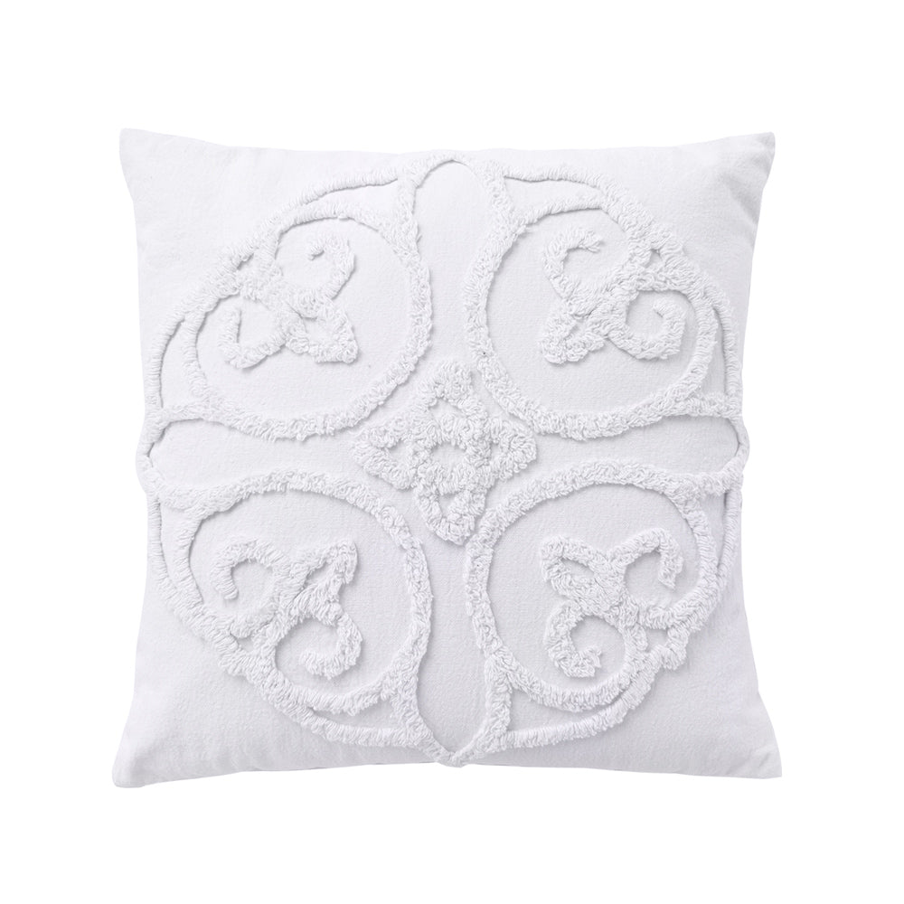 Ella White Square Filled Cushion - Soft Decorative Throw Pillow for Sofa, Bed & Home Decor - Perfect for Living Room, Bedroom & Office Comfort