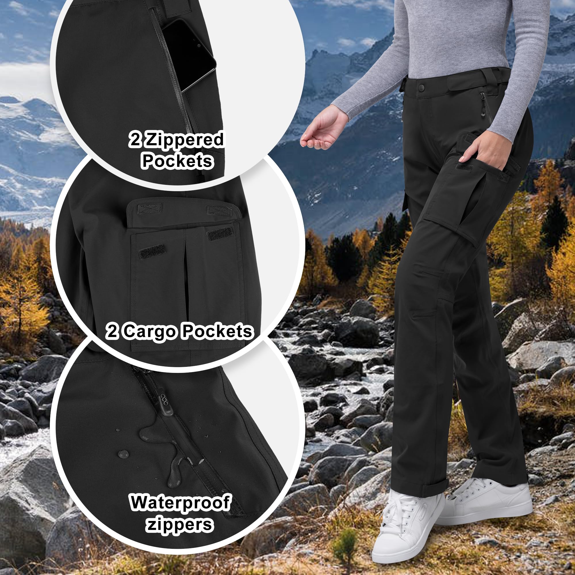 33,000ft Women's Waterproof Rain Pants - Lightweight Breathable Hiking Overalls for Outdoor Activities, Camping & Travel