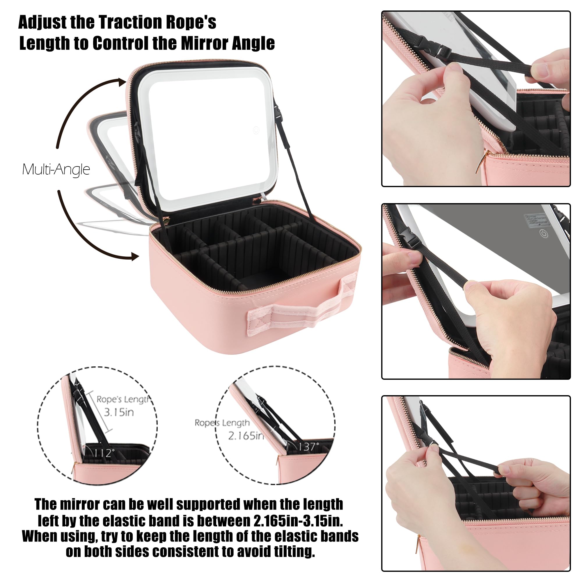 Premium MOMIRA Travel Makeup Bag with LED Mirror - Waterproof Cosmetic Organizer, Adjustable Brightness, 3 Lighting Modes - Perfect for Travel, Home & Salon Use - Ideal Gift for Makeup Lovers