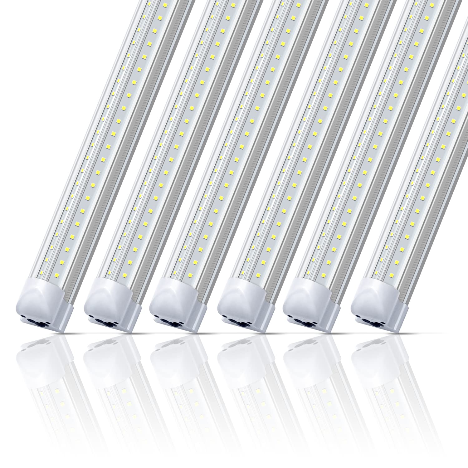 Monios-L 2FT 20W LED Shop Light - Linkable V-Shaped Ceiling Lights, 2500lm 5000K Daylight White, T8 Integrated LED Fixtures for Garage, Workshop, Basement & Workbench - Plug & Play (6-Pack) - Perfect for Home Improvement, DIY Projects & Commercial Spaces