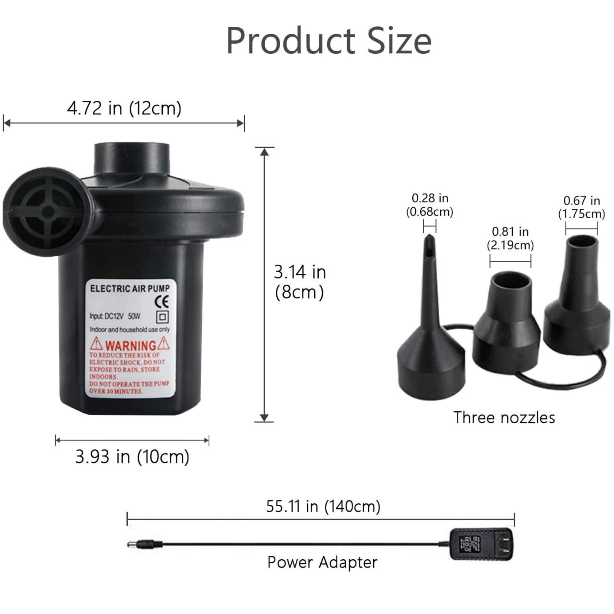 8201 Electric AC Quick Air Pump for Inflatable Mattress, Air Bed, Pool Toys, Raft & Boat - Portable Inflator for Camping, Travel, Home Use and Outdoor Adventures