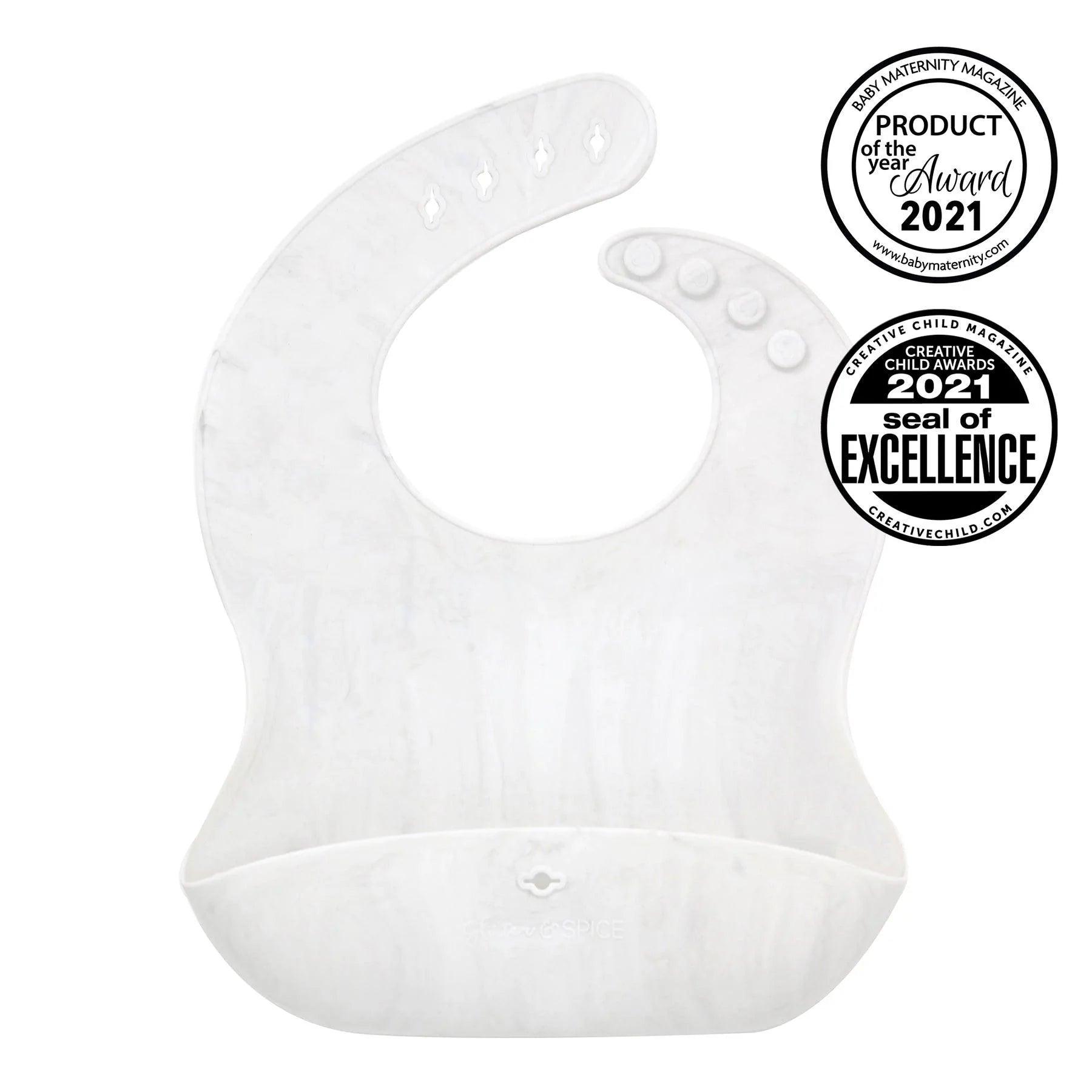 Glitter and Spice Silicone Baby Bib - Waterproof & Easy Clean Feeding Bib for Toddlers - Perfect for Messy Meals, Daycare, and Travel
