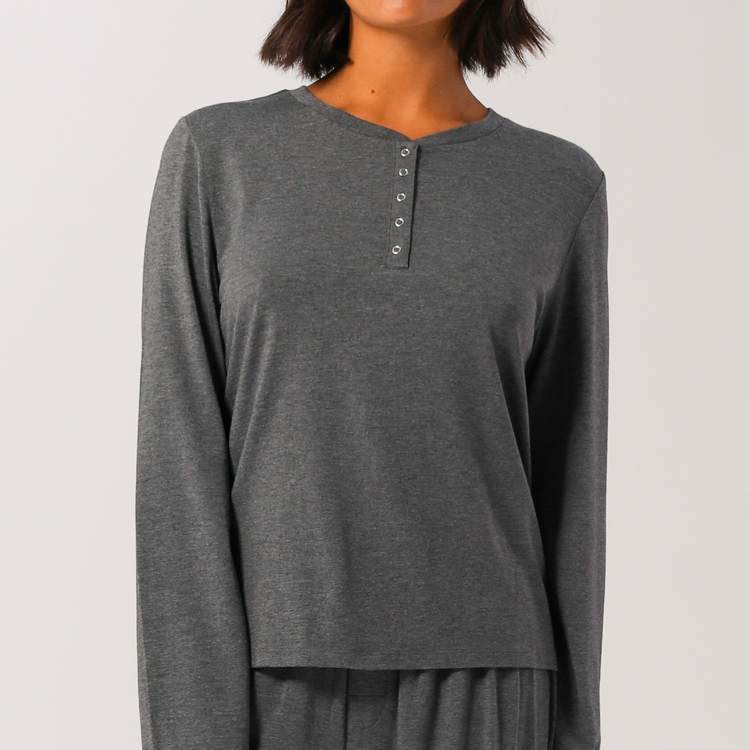 Eco-Friendly Women's Bamboo Long Sleeve T-Shirt - Soft Grey Marble - Comfortable & Breathable for Yoga, Travel & Everyday Wear