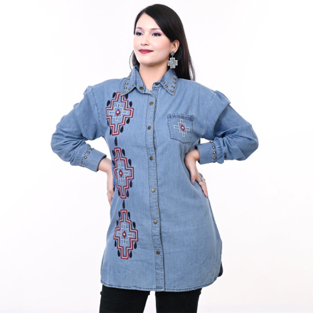 Women's Denim Shirt Jacket Dress Tunic - Stylish Casual Top for Ladies & Girls | Perfect for Everyday Wear, Office & Outings