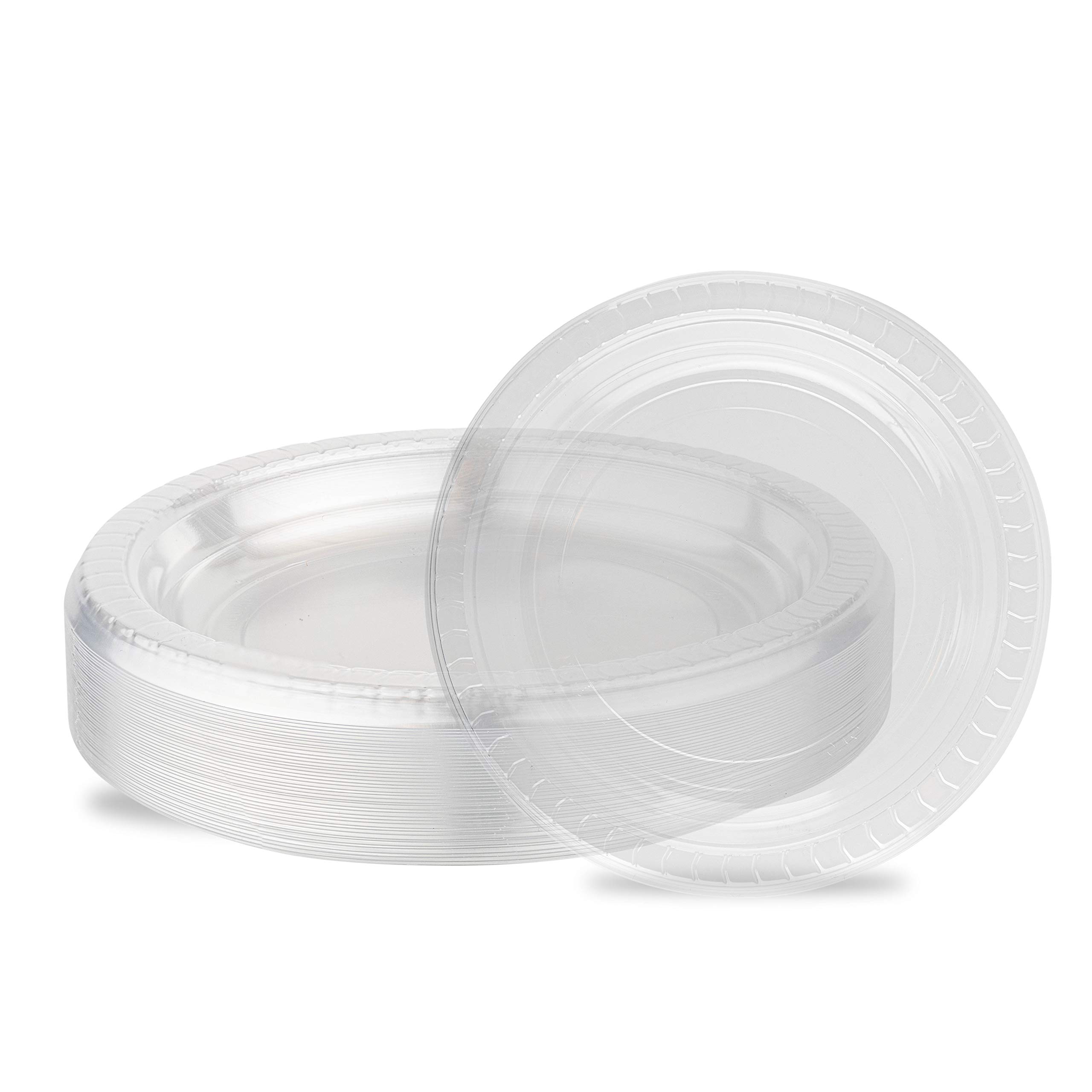 Premium 7-Inch Microwave Safe Crystal Clear Disposable Plastic Party Plates - Pack of 40 - Perfect for Birthday Parties, Picnics & Catering Events