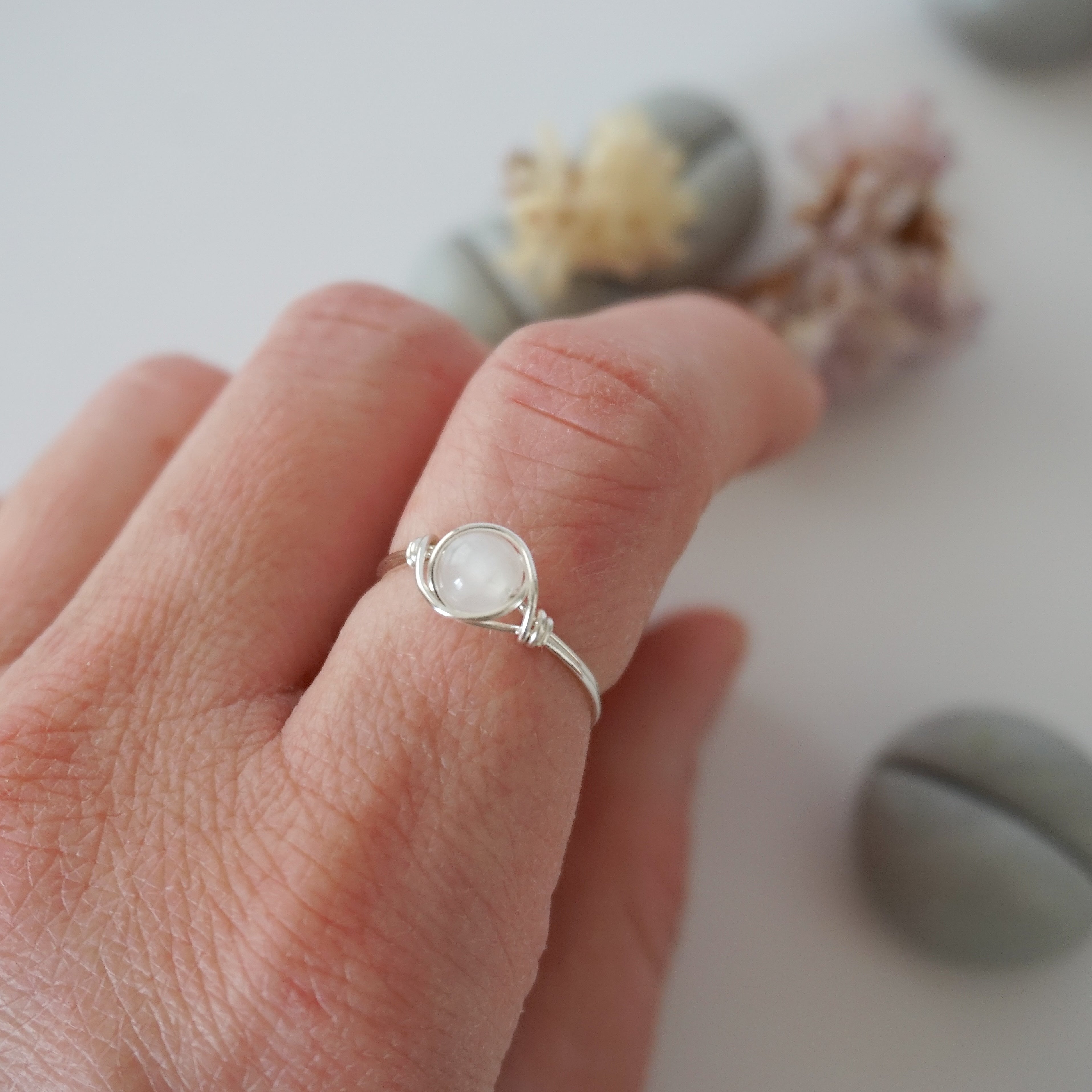 Simple Birthstone Ring with Rainbow Moonstone - Elegant & Dainty Jewelry for Women, Perfect for Gifts, Anniversaries & Everyday Wear
