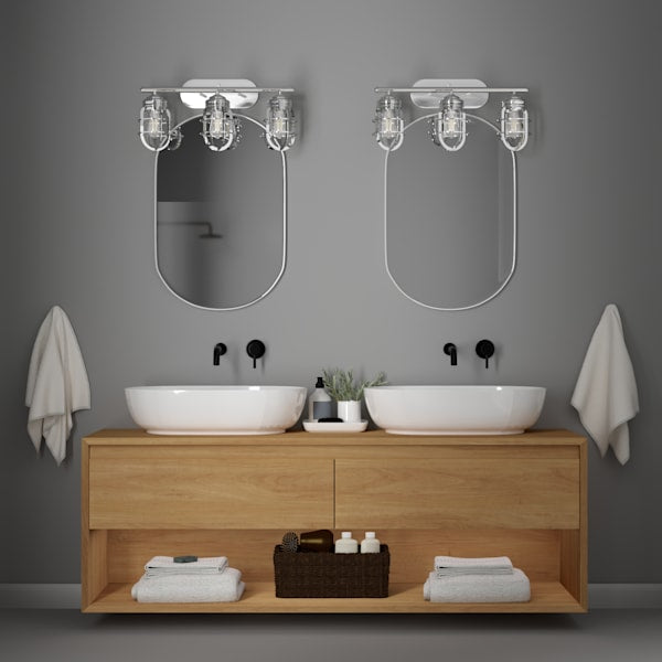 Hunter Starklake 3-Light Chrome Bathroom Vanity Light Fixture - Perfect for Modern Bathrooms, Powder Rooms & Dressing Areas