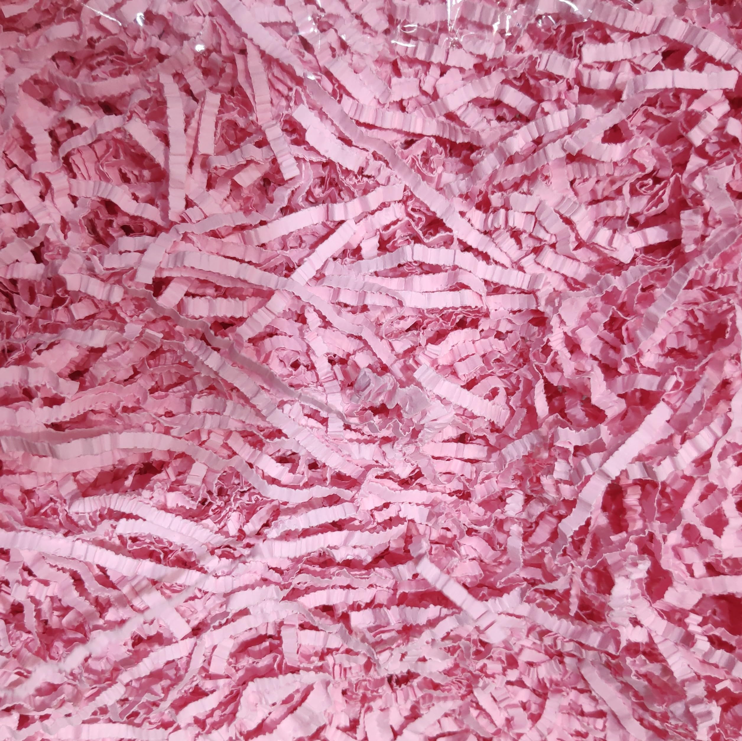 JK Gold & Pink Crinkled Shredded Paper Grass Confetti - 1 Pack (159 Pieces) for Gift Basket Filling, Hamper Decor, Party Box Packing, DIY Crafts, Wedding & Baby Shower Decorations - Raffia Crinkle Paper Strips for Festive Events & Home Decoration