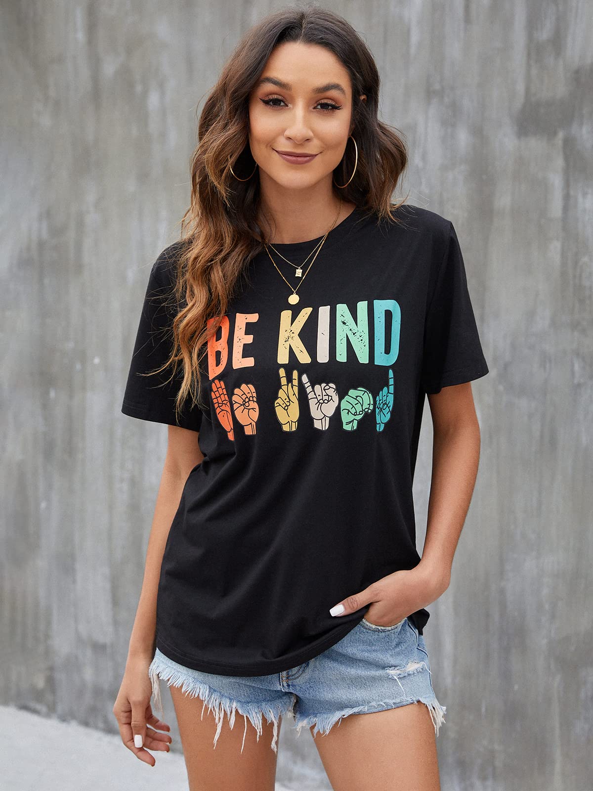 Blooming Jelly Women's Be Kind Graphic T-Shirt - Short Sleeve Loose Fit Casual Tee for Summer, Funny Teacher Outfit & Inspirational Gift - Perfect for Classroom, Work, and Everyday Wear