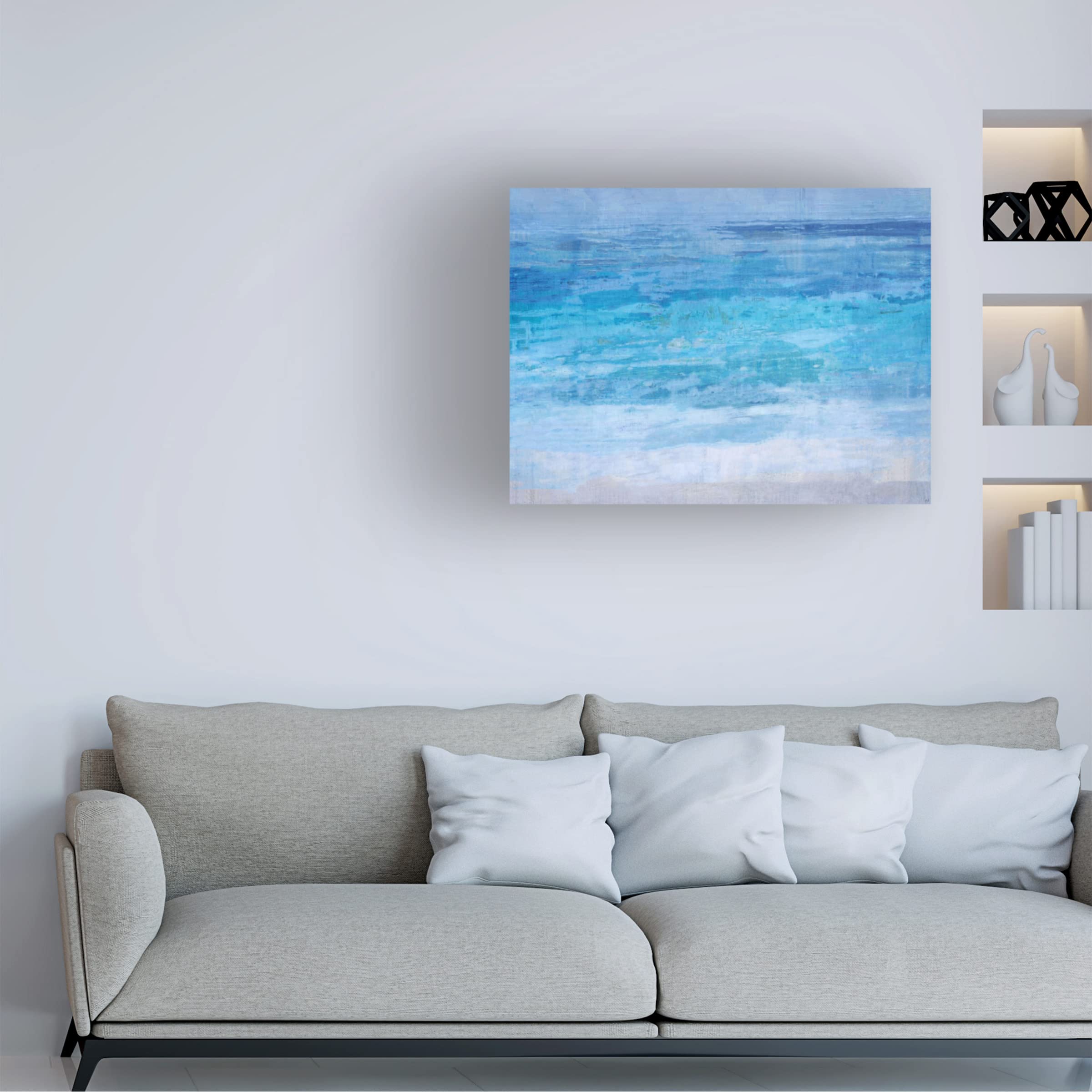 Trademark Fine Art 'Evening Tide' Canvas Wall Art Print by Marta Wiley - Coastal Beach Sunset Painting for Living Room, Bedroom & Office Decor
