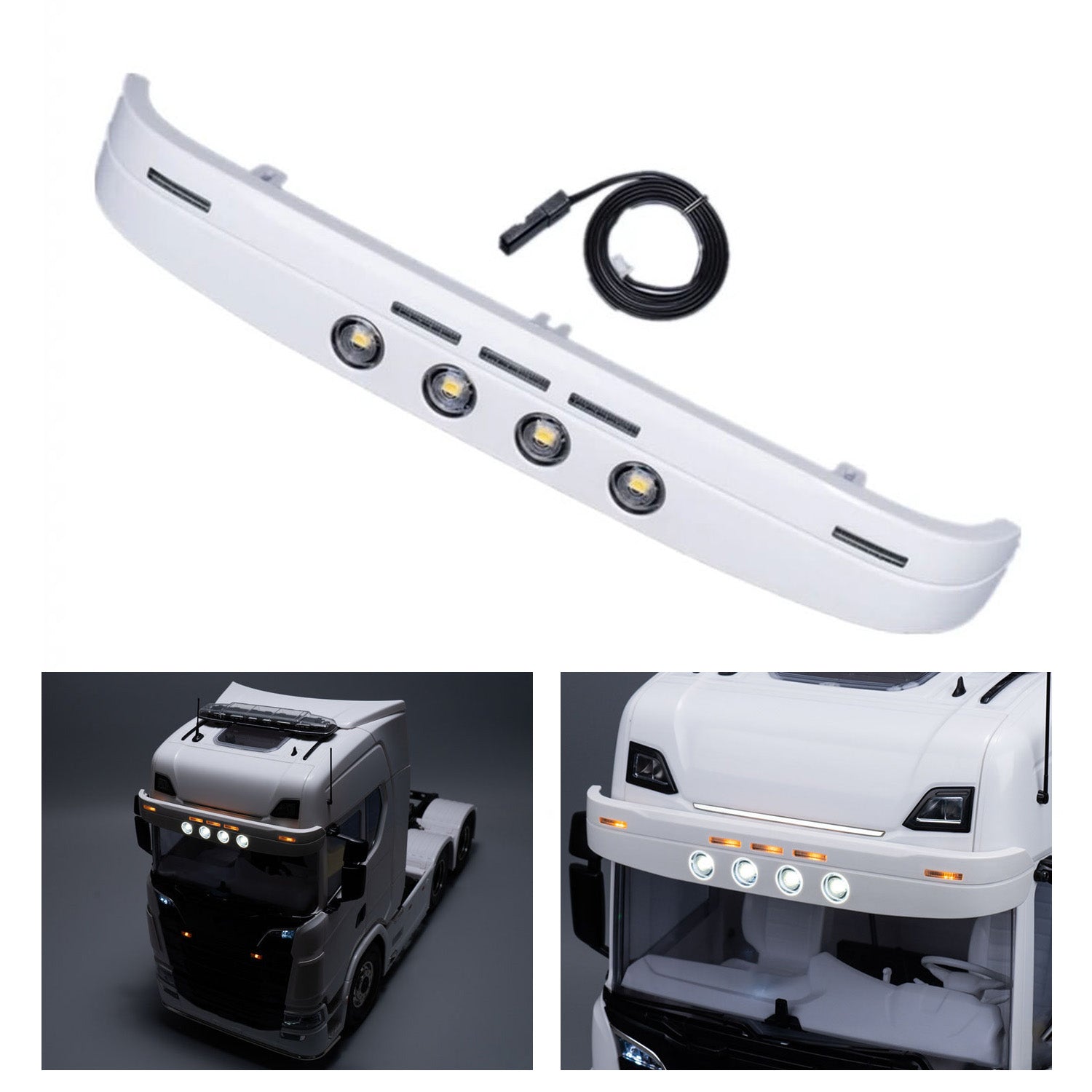 1/14 Scale RC Tractor Truck Sun Visor with 5x 9V LED Lights - Upgrade Part for Tamiya SC 770S 6X4 4X2 Model 56373 - Perfect for Nighttime RC Truck Racing & Display Scenes