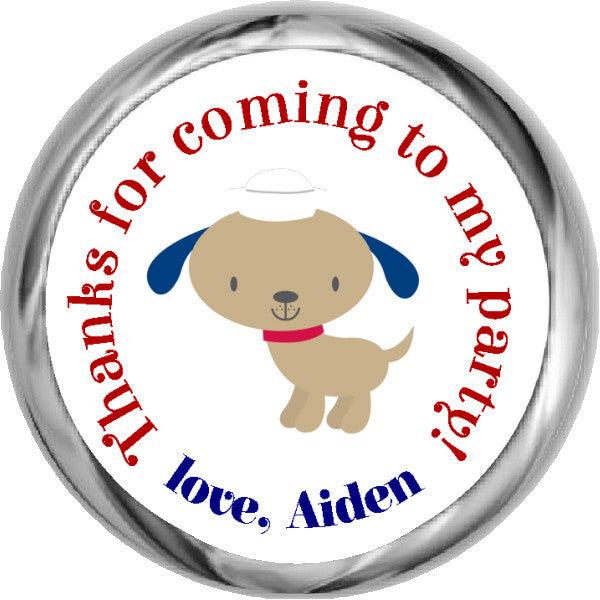 Personalized Sailor Puppy Sticker - Custom Hershey Kiss Favor for Baby Showers, Birthday Parties & Wedding Favors