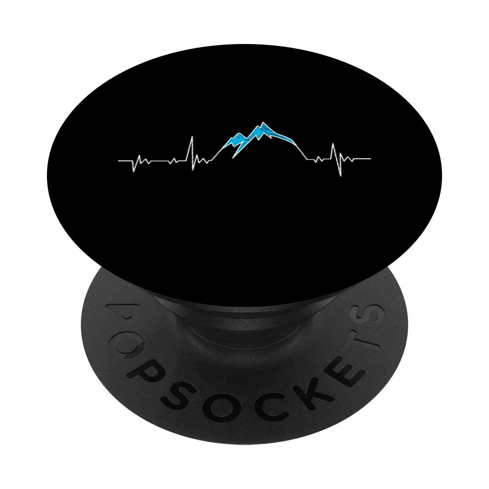 Mountains Heartbeat Hiking Pulse Line Mountaineer PopSockets Swappable PopGrip - Perfect for Outdoor Adventures, Hiking & Travel
