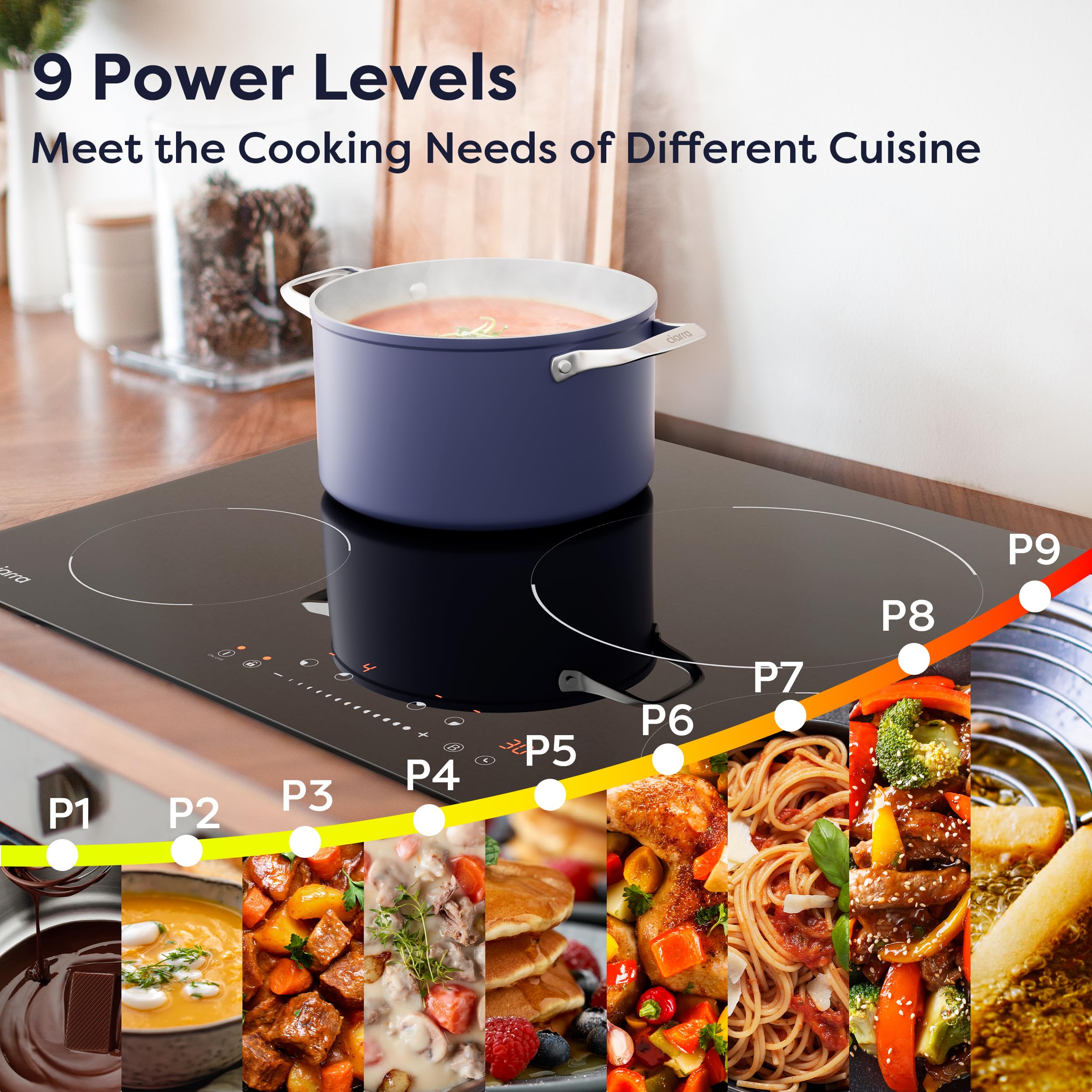 CIARRA 30 Inch 8200W Built-In Induction Cooktop with 4 Burners, Booster Function, Timer & Child Lock - Perfect for Modern Kitchens, Fast Cooking & Family Safety