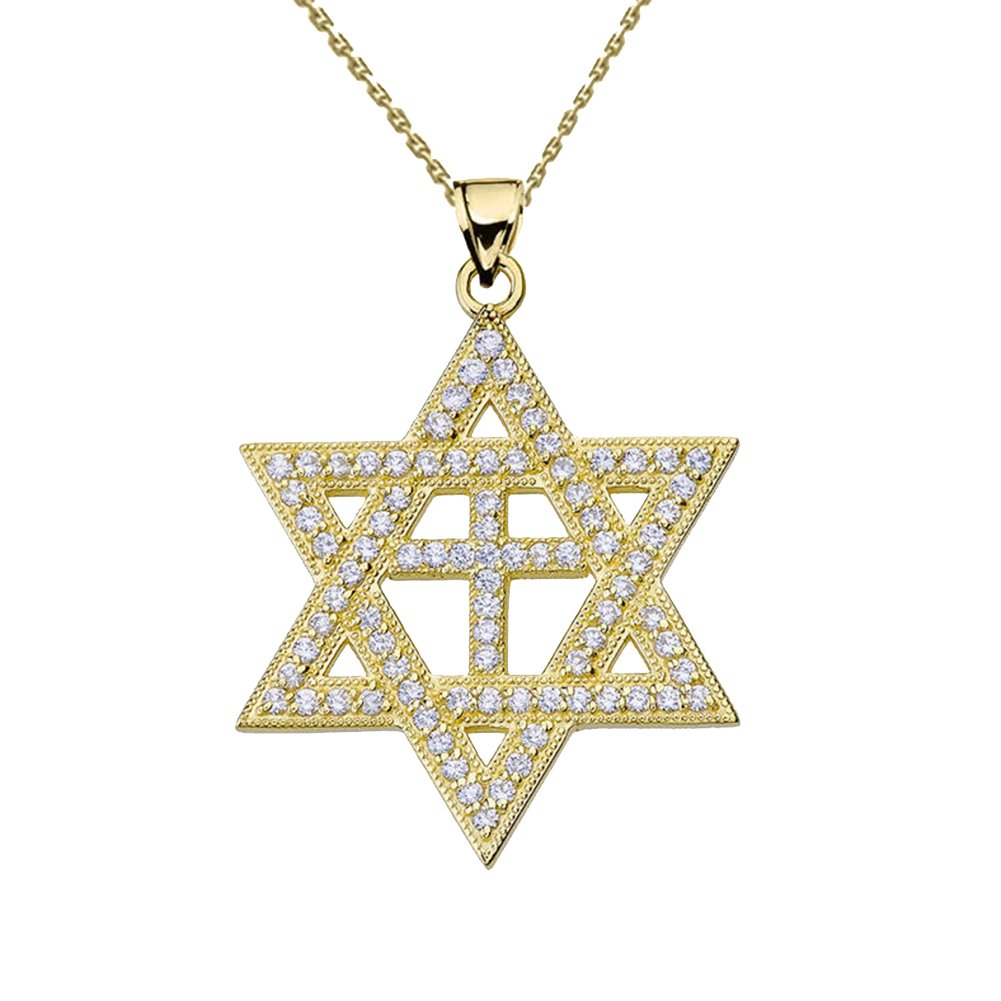 14K Yellow Gold Diamond Star of David Pendant Necklace for Women - Elegant Religious Jewelry Gift for Hanukkah, Christmas & Special Occasions