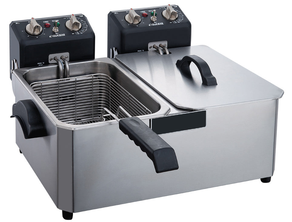 Chef AAA TCF10ED 20lb Commercial Electric Deep Fryer with Dual Baskets - Perfect for Restaurants, Food Trucks & Home Kitchen Use