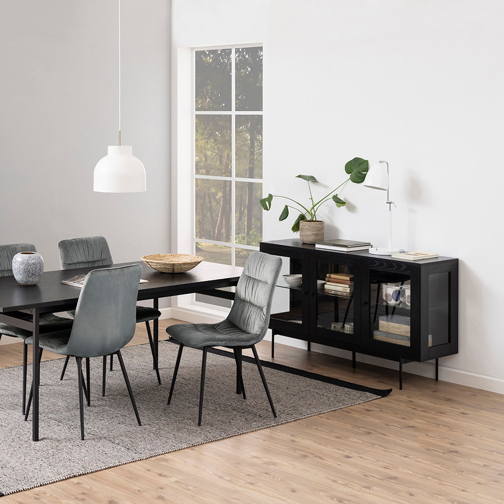 KREMAN 140cm Black Sideboard Buffet Cabinet - Modern Storage Solution for Dining Room, Living Room & Entryway