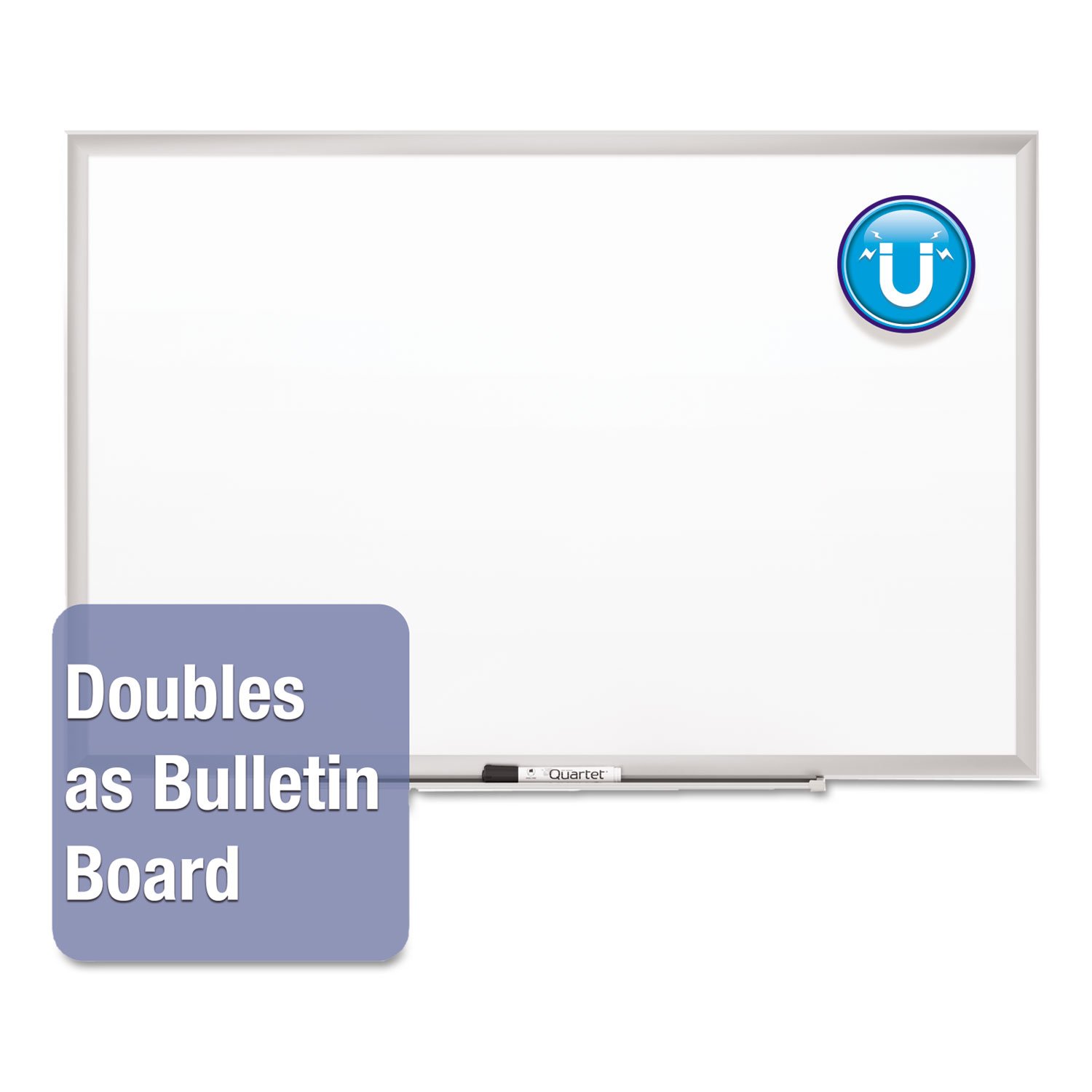 Quartet Magnetic Porcelain Whiteboard 5' x 3' - Premium Dry Erase Board with Silver Aluminum Frame for Office, Classroom & Home Use | Durable Whiteboard for Presentations & Notes (Model 2545)