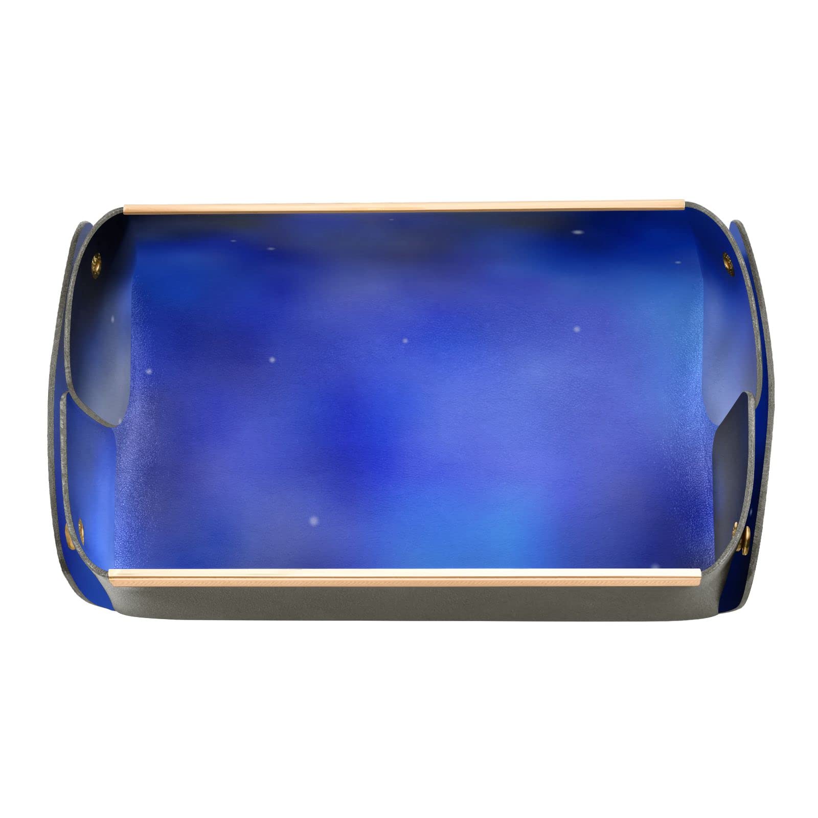 Susiyo Dark Blue PVC Leather Desk Organizer - Small Vanity Tray for Jewelry, Cosmetics, Pens & Keys | Perfect for Office, Bedroom & Bathroom Organization