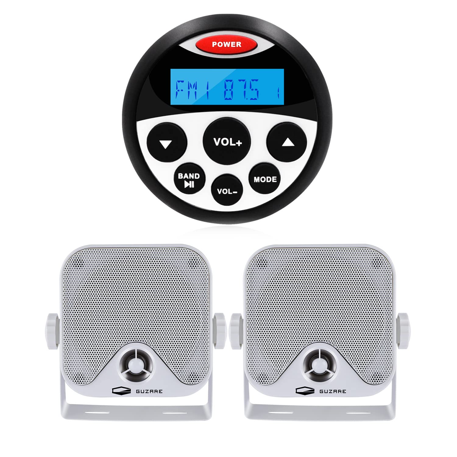 Waterproof Marine Stereo Speaker System with Bluetooth, MP3/USB, AM/FM Radio - Perfect for Boats, ATVs, UTVs & Outdoor Adventures
