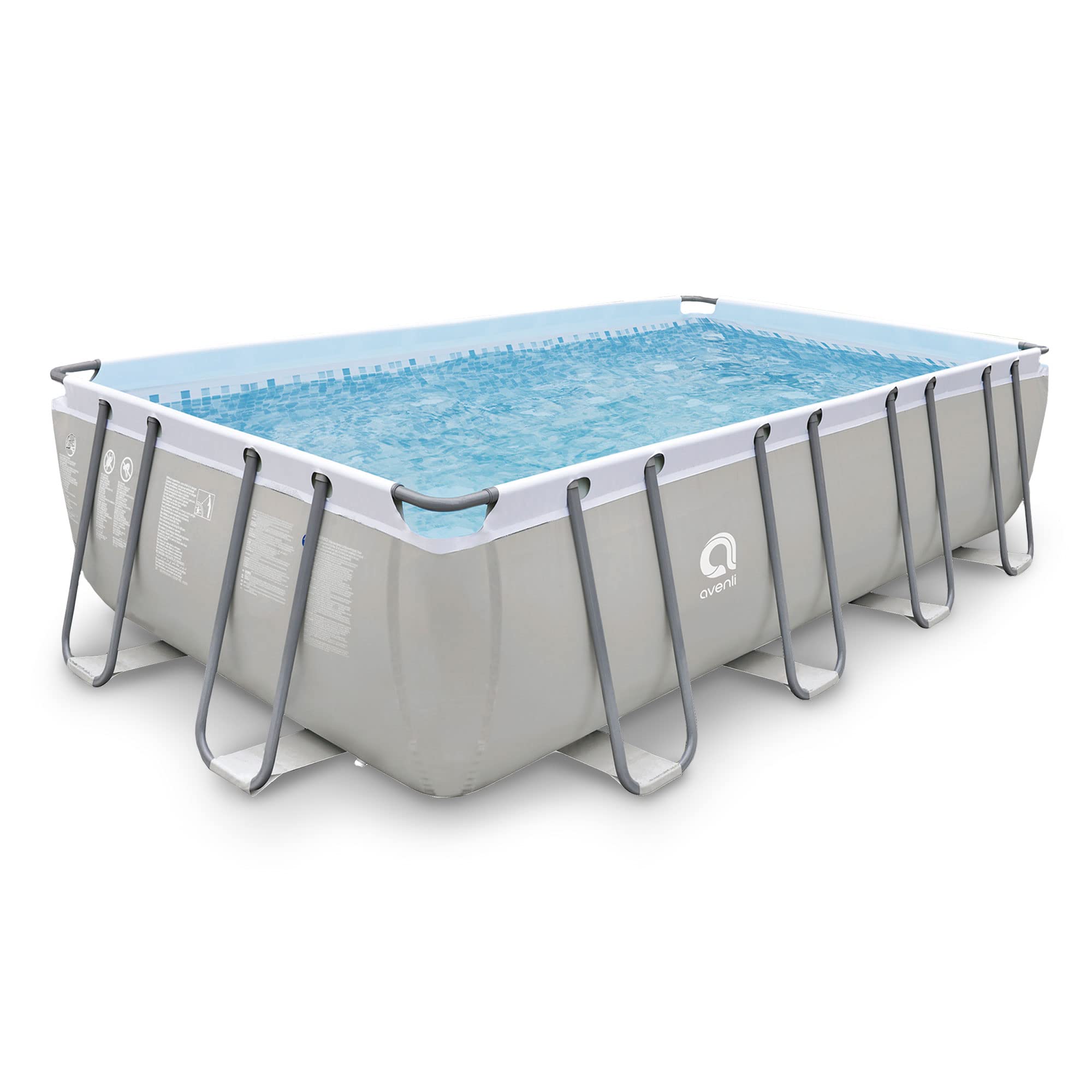 JLeisure Avenli 18'x10'x4' Outdoor Above Ground Steel Frame Swimming Pool for Adults & Kids with Repair Kit, Gray - Perfect for Backyard Fun, Summer Parties & Family Bonding