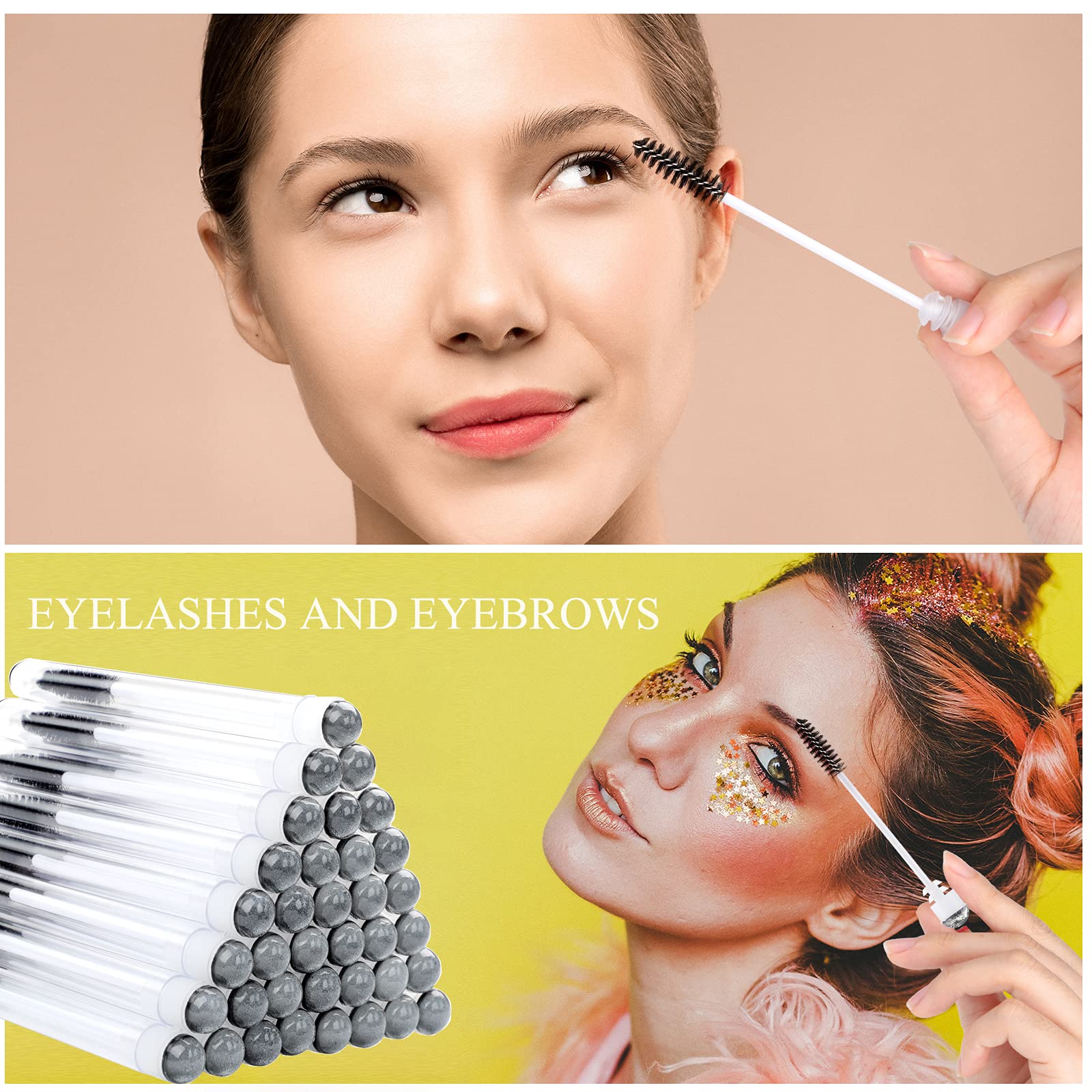 20 Pack Disposable Mascara Brushes - Eyelash Extension Wands with Tubes - Sanitary Lash Spoolies for Professional Makeup & DIY Lash Extensions - Perfect for Salons, Home Use & Travel (Sky Black)