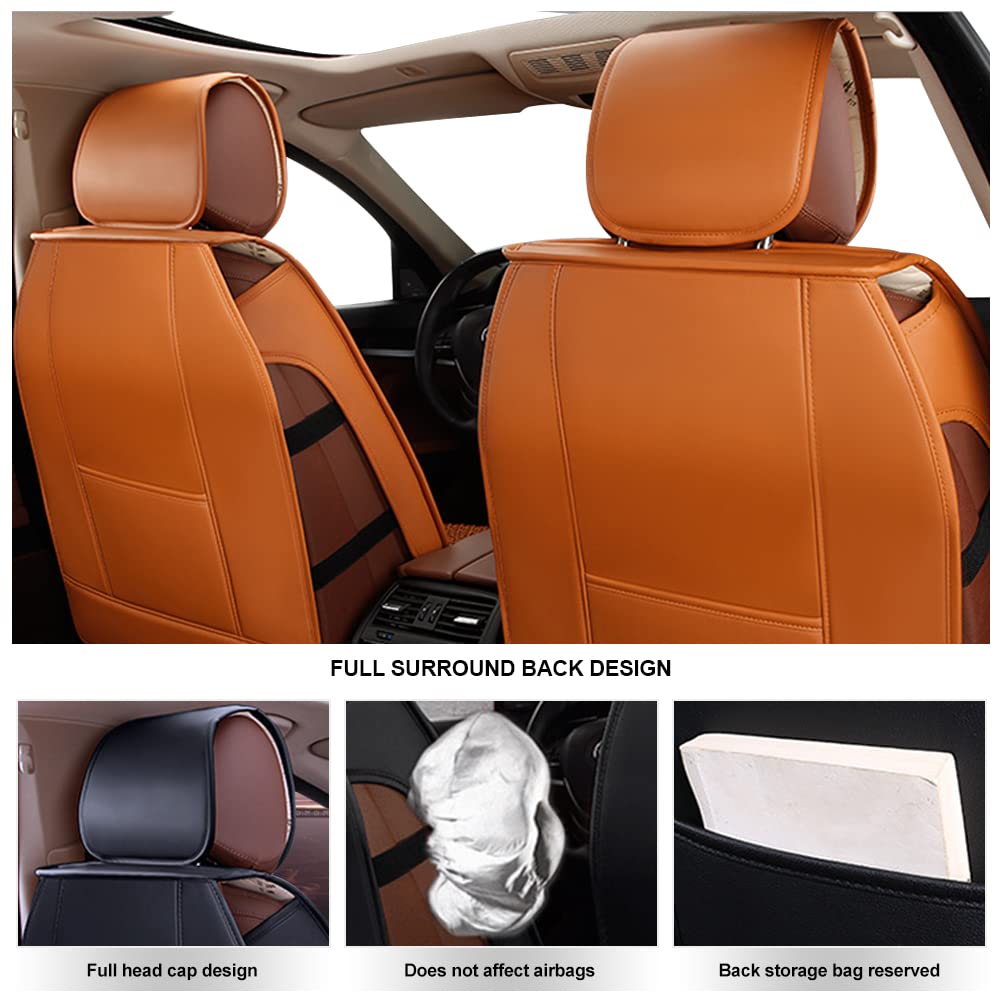 Surekit Luxury PU Leather Car Seat Cover Set for Acura MDX RDX ZDX RL TL CDX ILX TLX TSX RSX - 5-Seat Needlework Cushion Protector (Cayenne) - Perfect for Road Trips, Daily Commute & Interior Protection