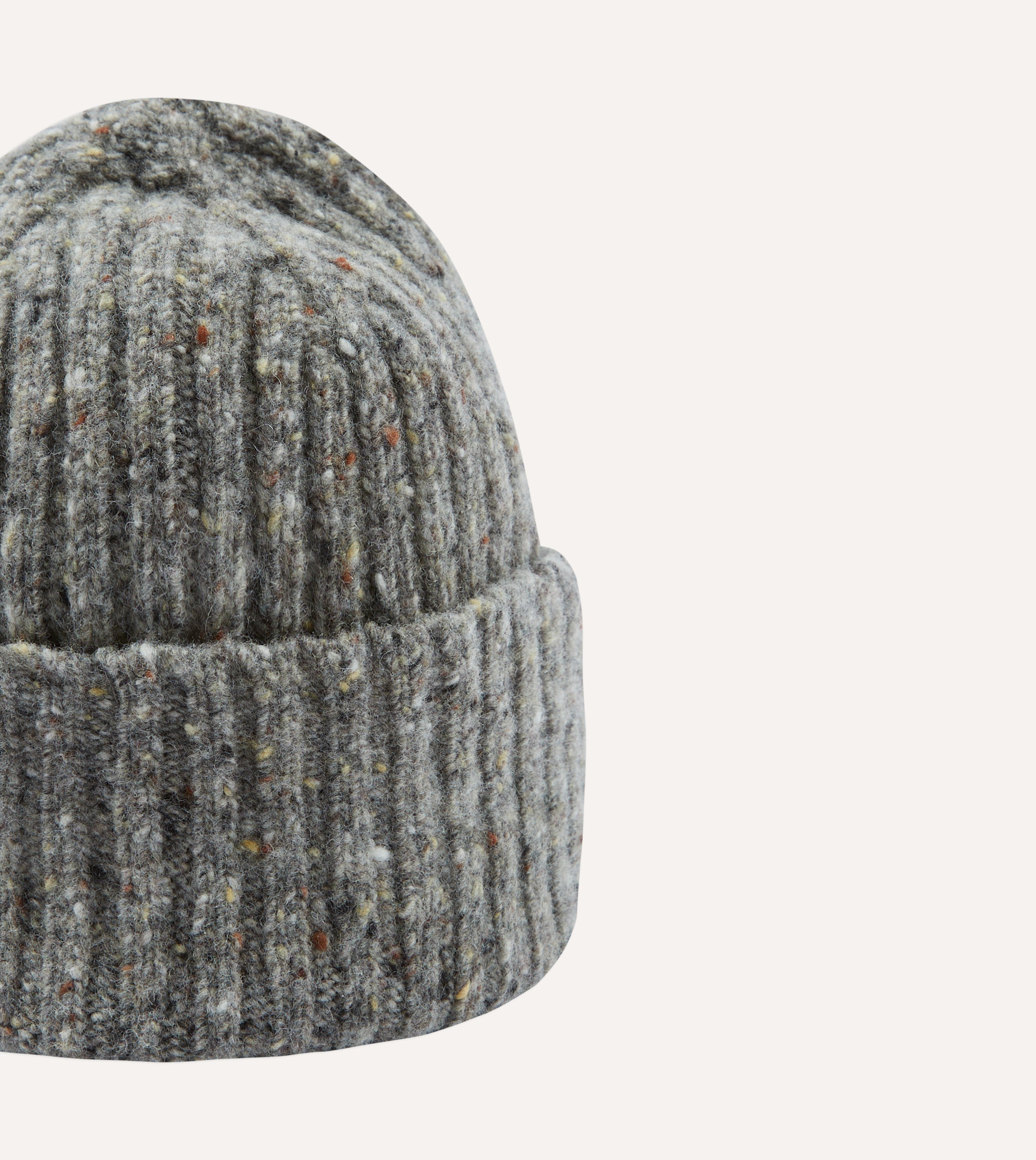 Light Grey Donegal Ribbed Merino Wool Beanie Hat for Men & Women - Warm Winter Knit Cap for Outdoor Activities, Skiing, Hiking, and Cold Weather Fashion