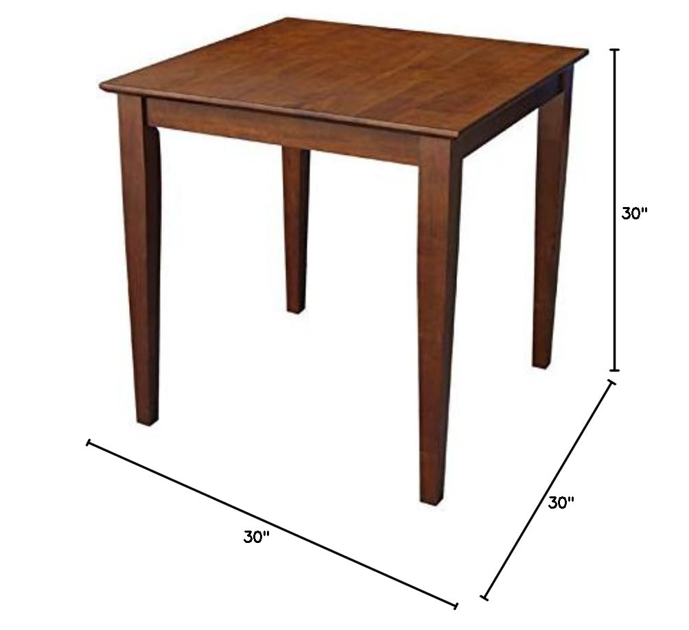 IC International Concepts Solid Wood Espresso Shaker Leg Dining Table, 30