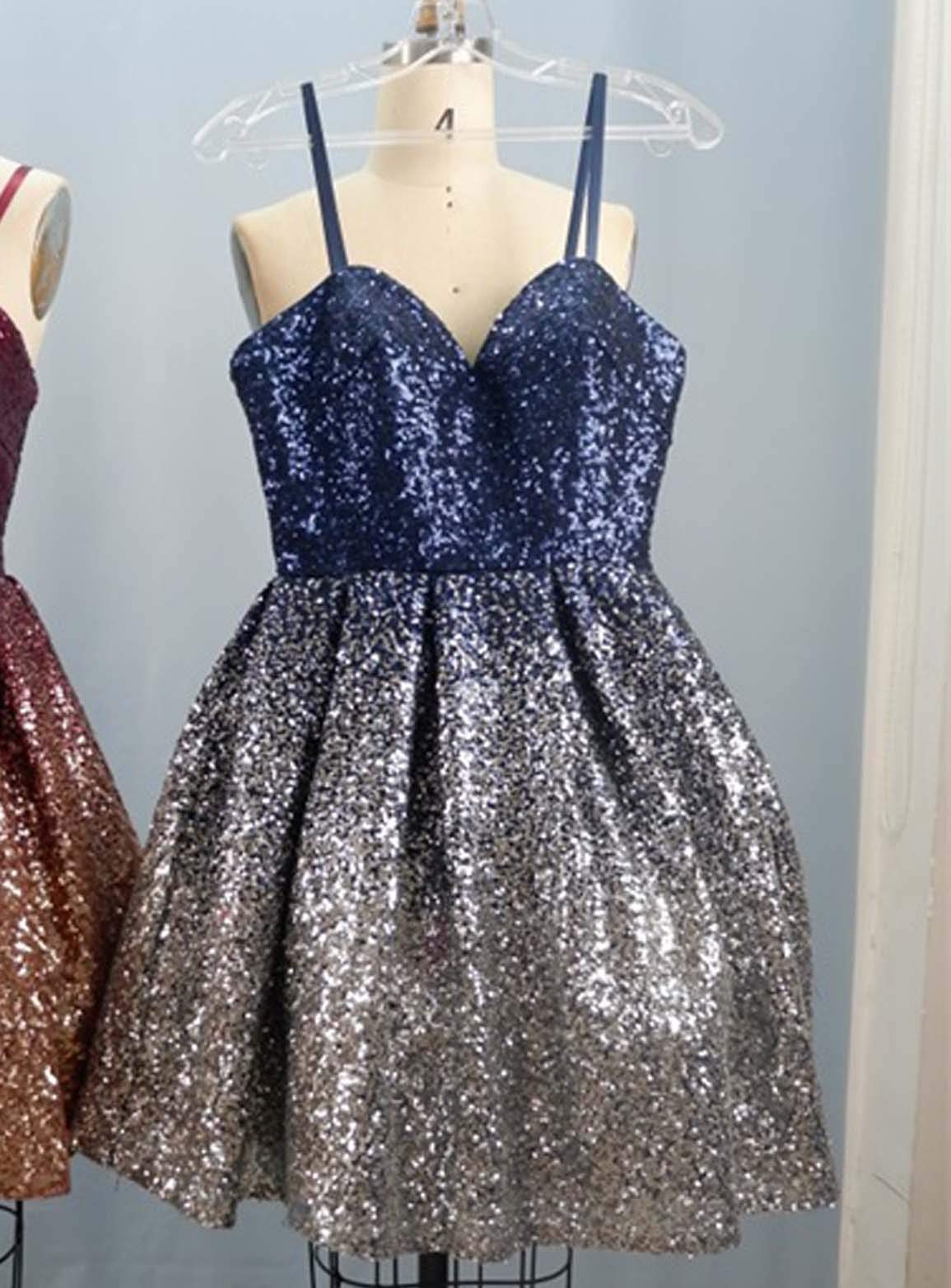 Elegant Women's Short Prom Dresses with Gradient Sequins - Perfect for Homecoming, Cocktail Parties & Special Occasions