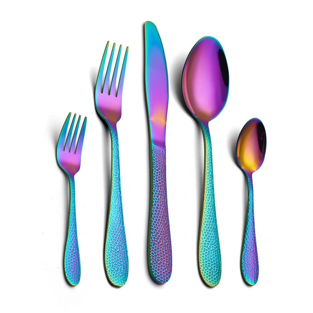 25-Piece Stainless Steel Silverware Set for 5 - Food Grade Flatware with Steak Knives, Spoons & Forks - Complete Cutlery Set for Home, Office, Restaurant & Hotel Use - Dishwasher Safe by IKXO - Perfect for Everyday Dining, Dinner Parties & Professional Food Service