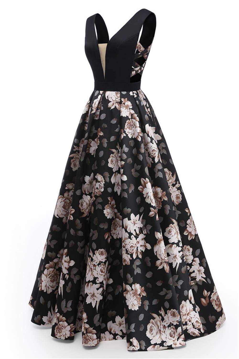 Elegant Chugu Women's Long Evening Prom Dress with Pockets - Floral Printed Formal Gown for Homecoming, Ball, and Special Occasions