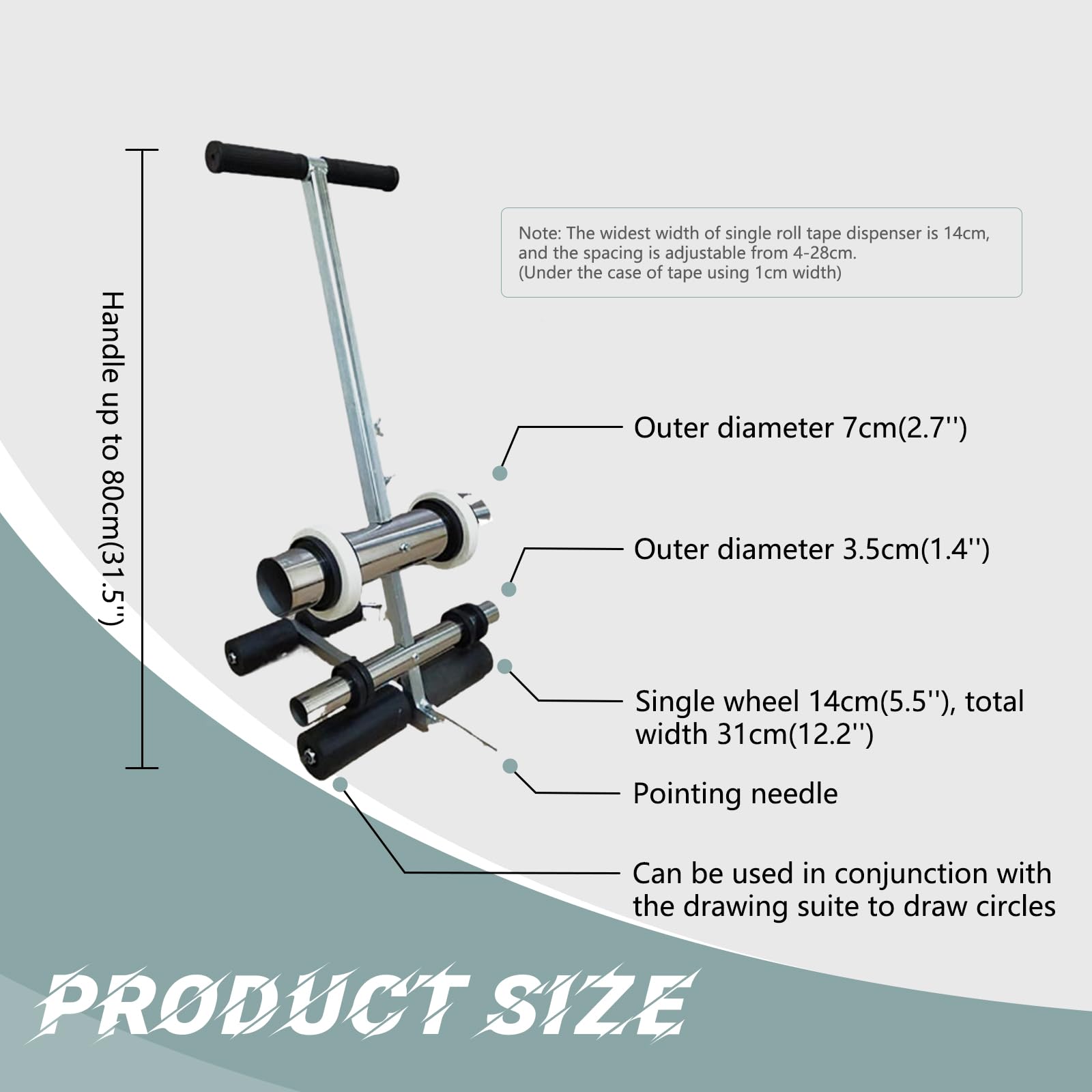 Professional Floor Tape Applicator - Efficient Court Line Tape Machine for Straight & Circular Markings - Ideal for Gym, Sports Court, Warehouse & Parking Lot Surfaces