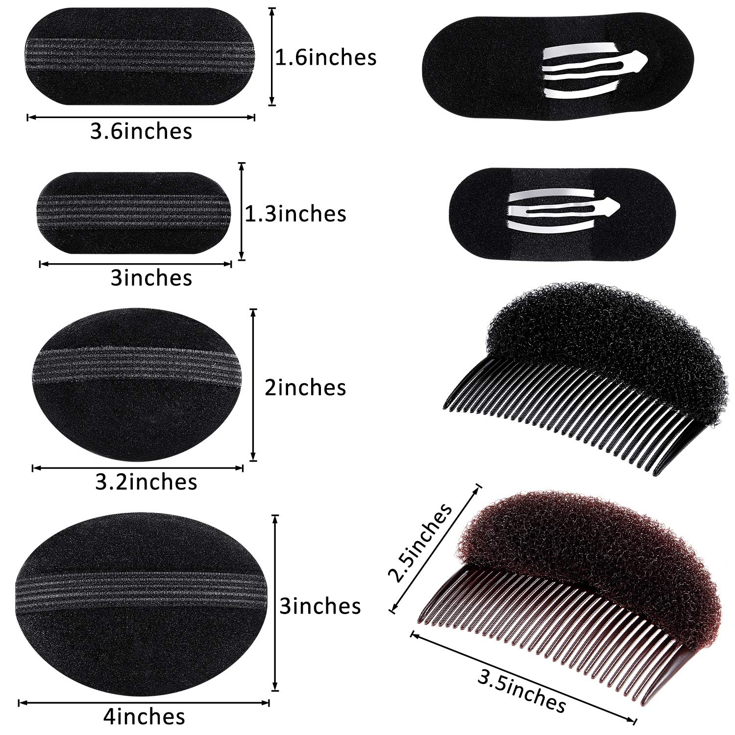 Bump It Up Volume Hair Base Set - Sponge Styling Insert, Braid Tool, Comb Clip, Bun Pad Accessories for Women & Girls DIY Hairstyles (14 Pieces) - Perfect for Parties, Weddings, and Everyday Volume Boost
