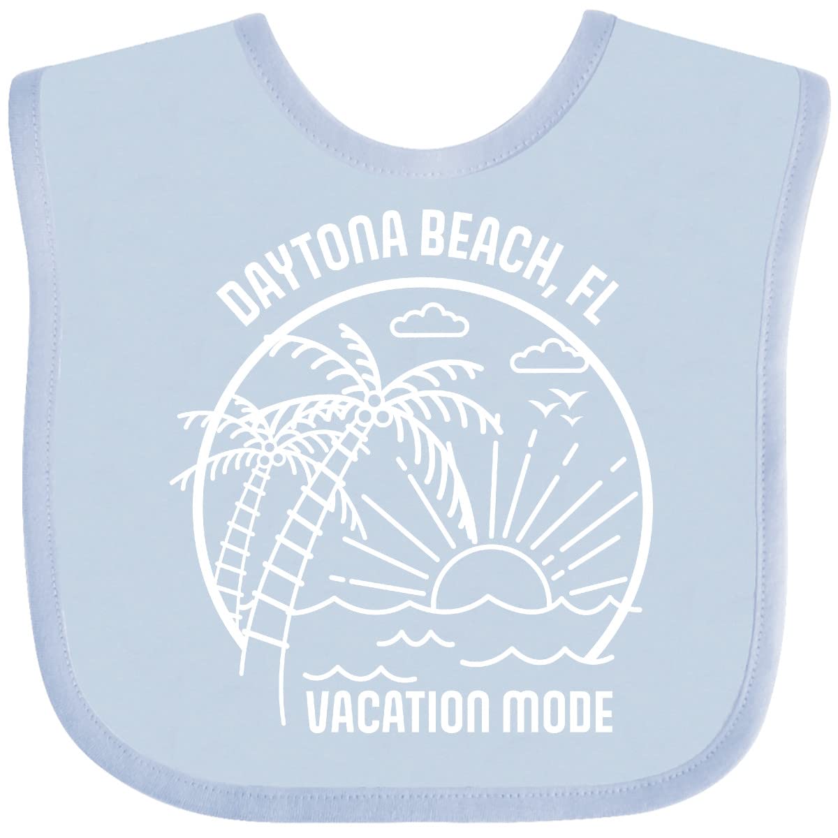 Inktastic Summer Vacation Mode Daytona Beach Florida Baby Bib - Soft Cotton Drool Bib for Infants, Perfect for Beach Trips, Travel & Outdoor Adventures