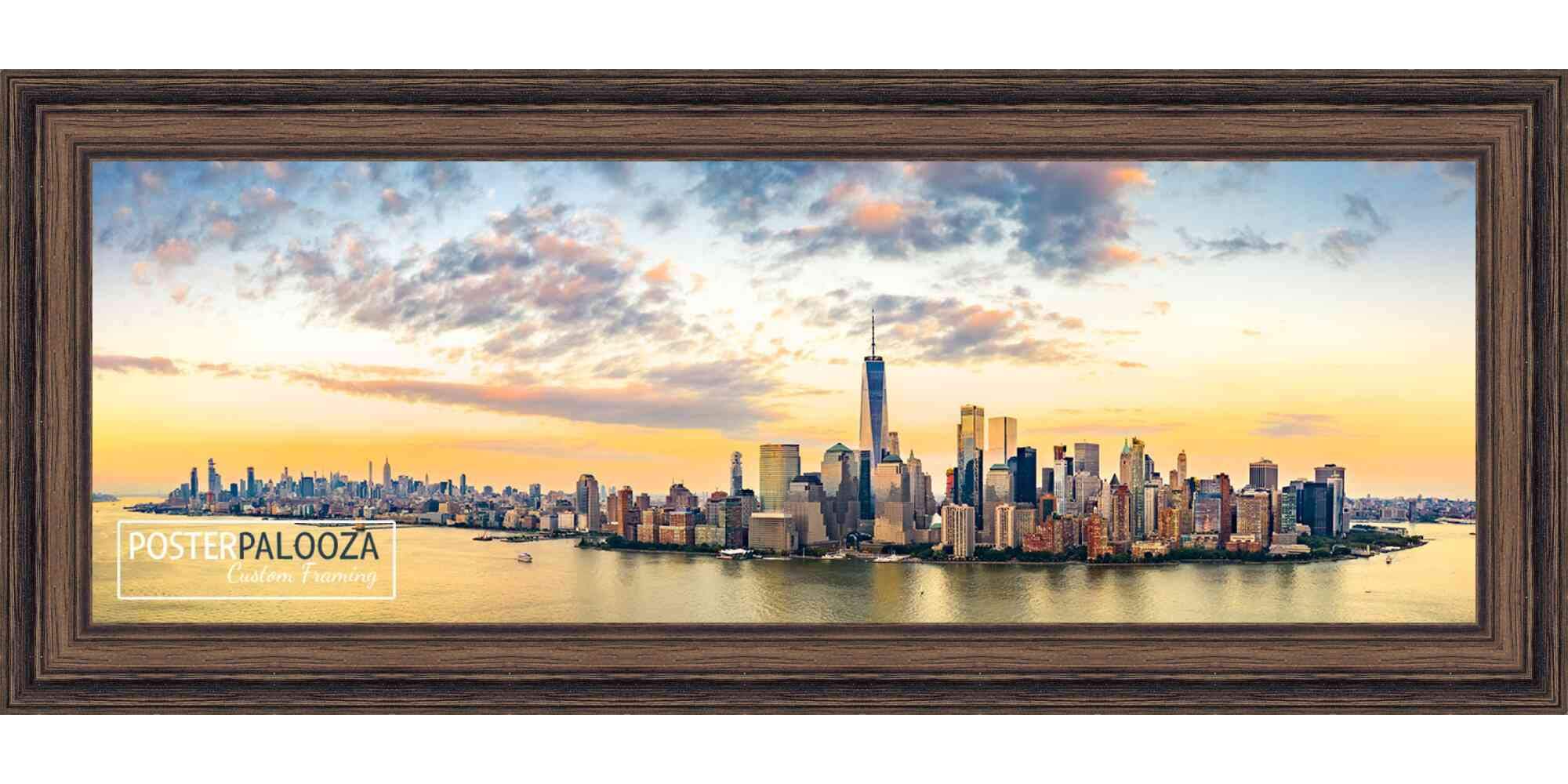 12x48 Rustic Walnut Wood Picture Frame - Solid Wood Panoramic Photo Frame with UV Acrylic, Foam Backing & Hanging Hardware - Perfect for Wall Art, Family Photos, and Large Poster Displays