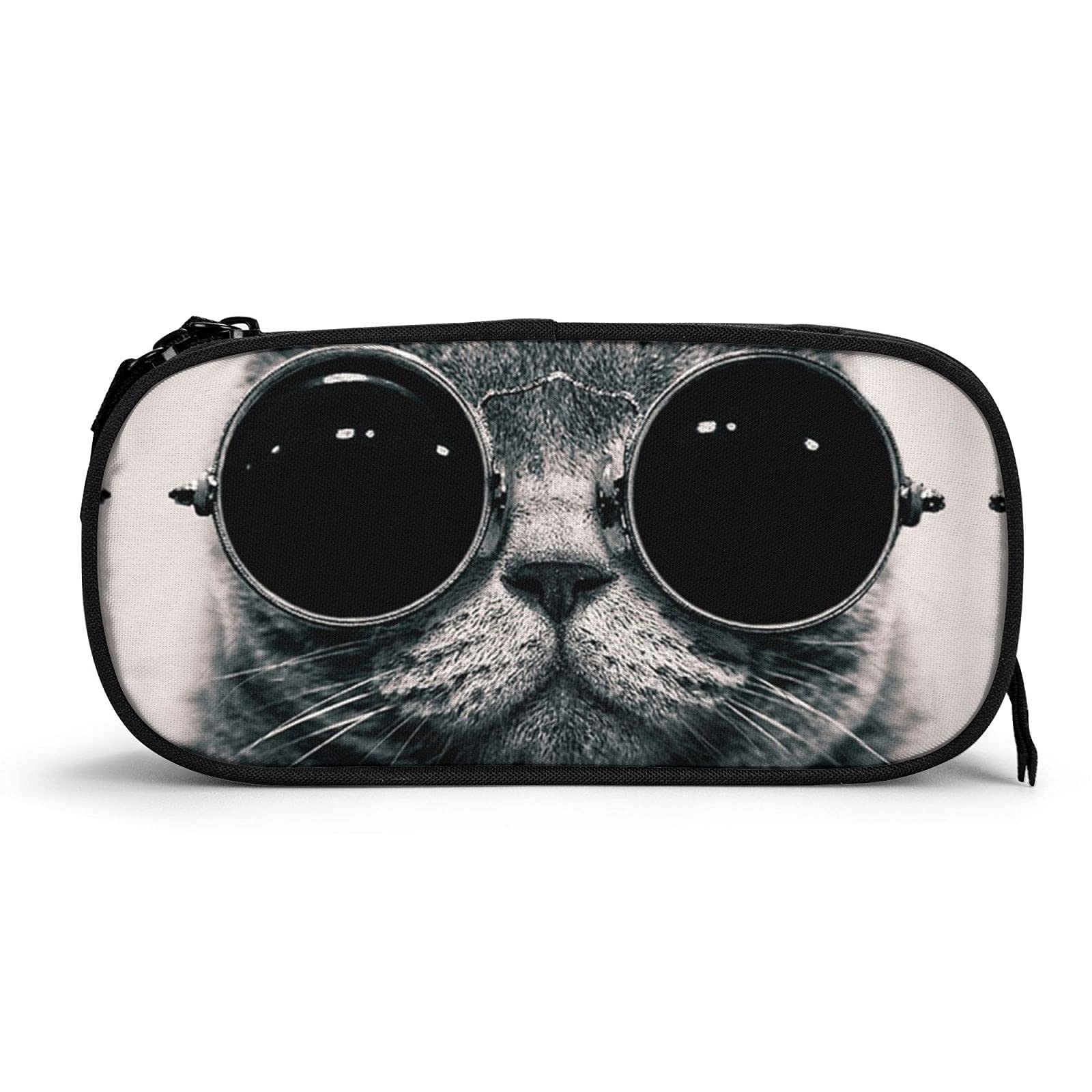 Cute Cat Wearing Glasses Pencil Case - Large Capacity Pen Organizer with Double Zippers for School, Office & Travel - Perfect for Girls, Boys & Women (Stationery Pouch, School Supplies, Work Essentials)