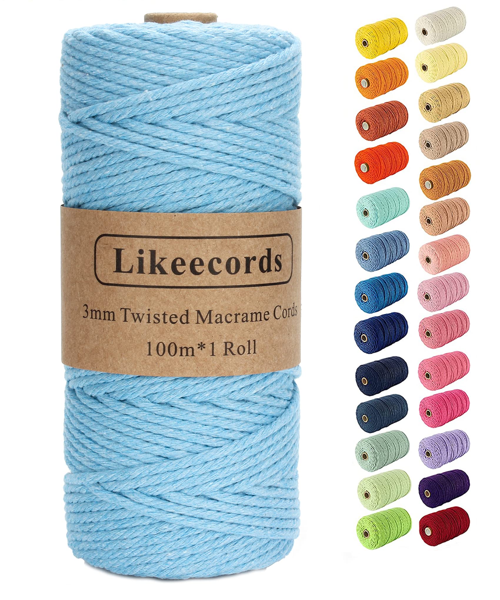 Natural White Macrame Cord 3mm x 328ft - Soft Cotton Twine String for DIY Crafts, Knitting, Plant Hangers, Wall Hangings - Perfect for Christmas Decorations, Wedding Décor, Boho Home Decor & Gift Wrapping