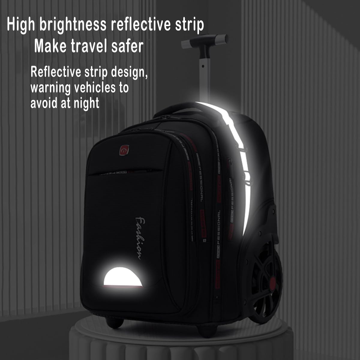 22 Inch Rolling Backpack with Wheels - Waterproof Wheeled Travel Backpack for Men & Women, Carry-On Luggage with Laptop Compartment Fits 17 Inch Laptop, Black - Perfect for Air Travel, Business Trips & School Use
