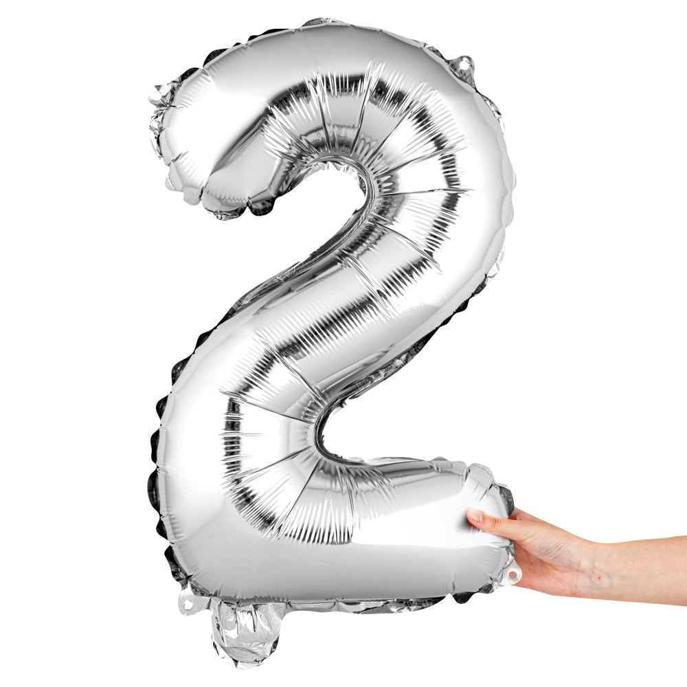 Balloonify Silver Mylar Number 2 Balloon - 16 Inch Large Foil Balloon for Birthday Party Decorations, Baby Showers & Anniversary Celebrations (1 Count)