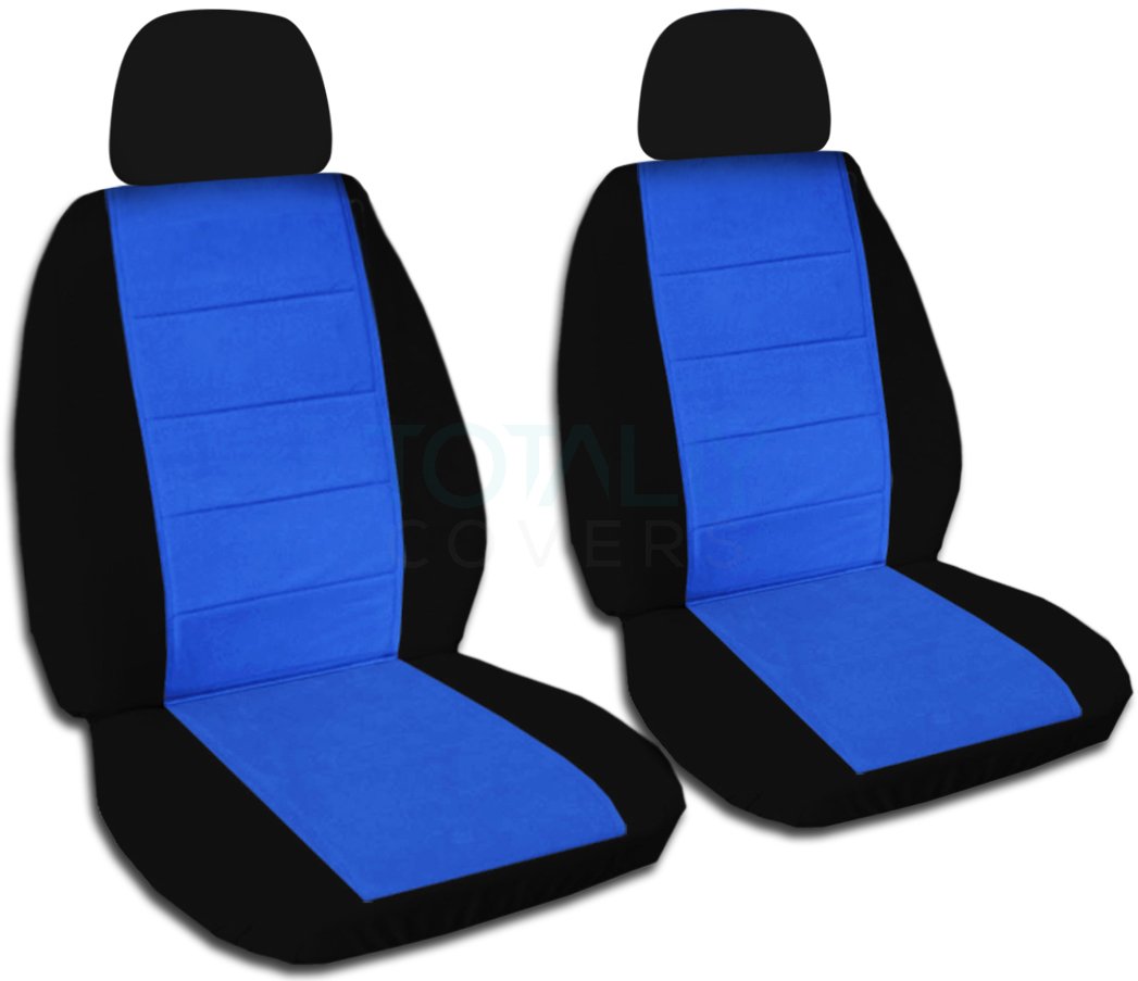 Premium Two-Tone Car Seat Covers - Black & Blue with 2 Headrest Covers | Universal Fit for Cars, Trucks, Vans, SUVs & RVs | 21 Color Options | Durable Protection & Comfort for Daily Commute & Road Trips