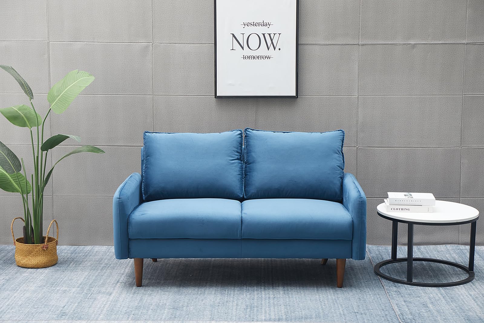 Prussian Blue Aurora Velvet Loveseat Sofa for Living Room - Luxurious Small Couch for Cozy Home Decor & Relaxation