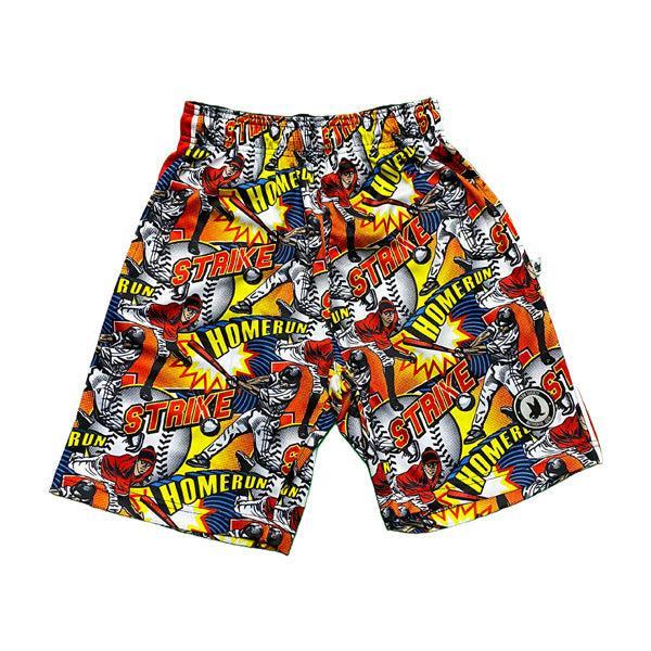 Boys Baseball Shorts - Flow Comic Sideline Attack Style for Youth Sports & Casual Wear