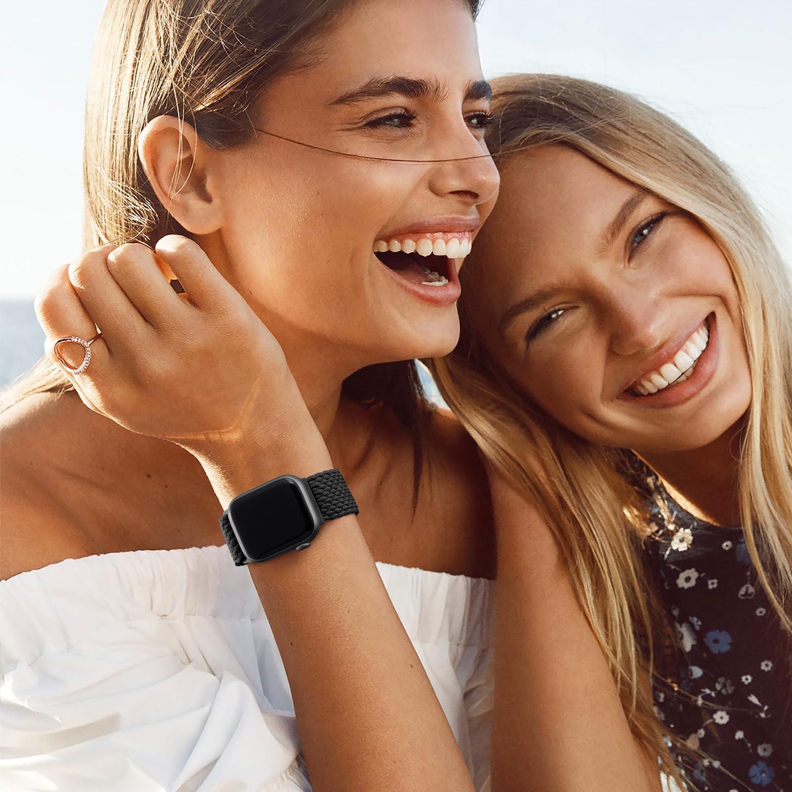 Stretchy Braided Solo Loop Band for Apple Watch 38mm 40mm 41mm 42mm 44mm 45mm 49mm - Soft Adjustable Nylon Strap Compatible with iWatch Series 9/8/7/6/5/4/3/2/1/SE/Ultra/Ultra 2 - Comfortable Sport & Everyday Wear for Men & Women